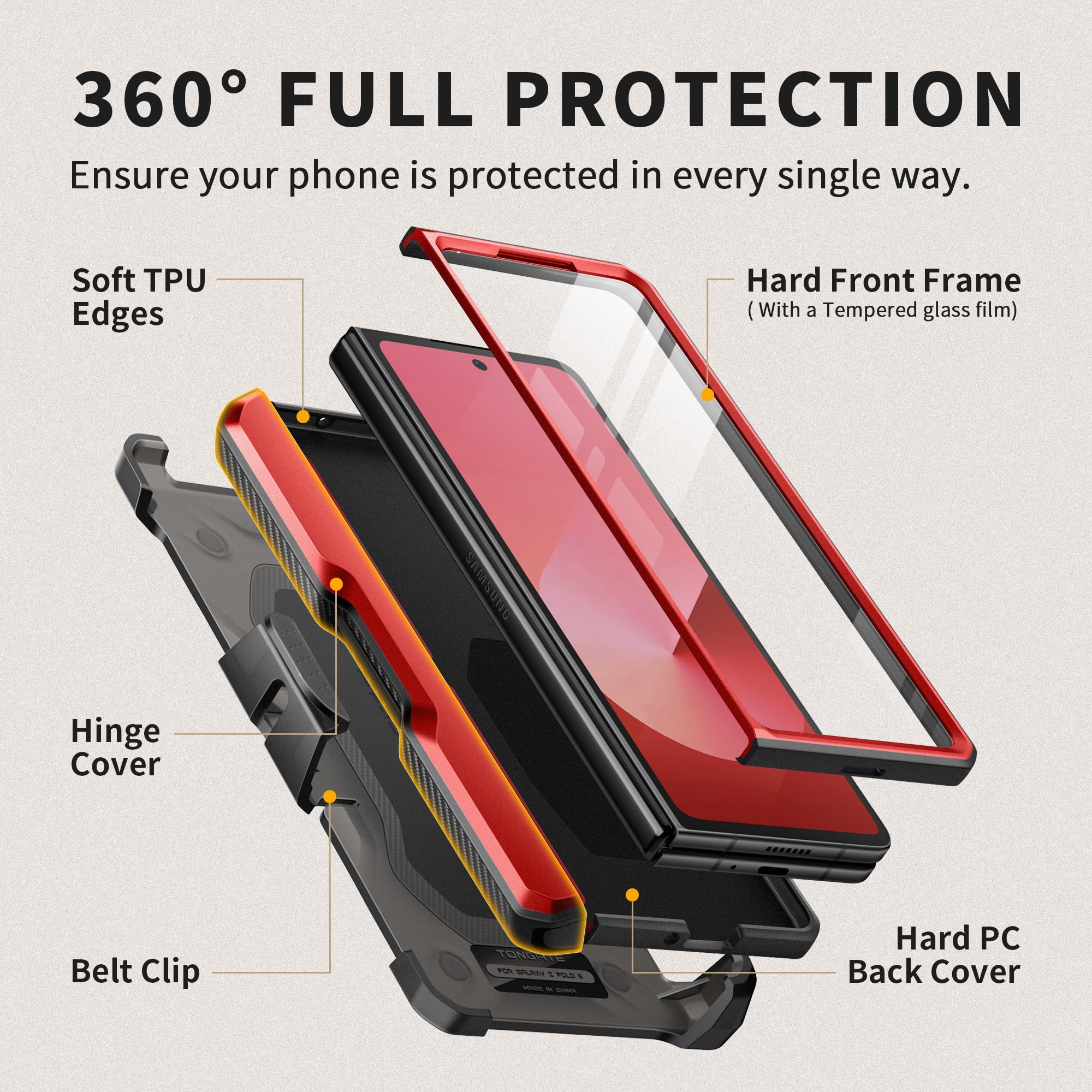 Foto 6 pulgar | Funda De Teléfono Tongate Para Samsung Galaxy Z Fold 6 Con Accesorios - Venta Internacional.