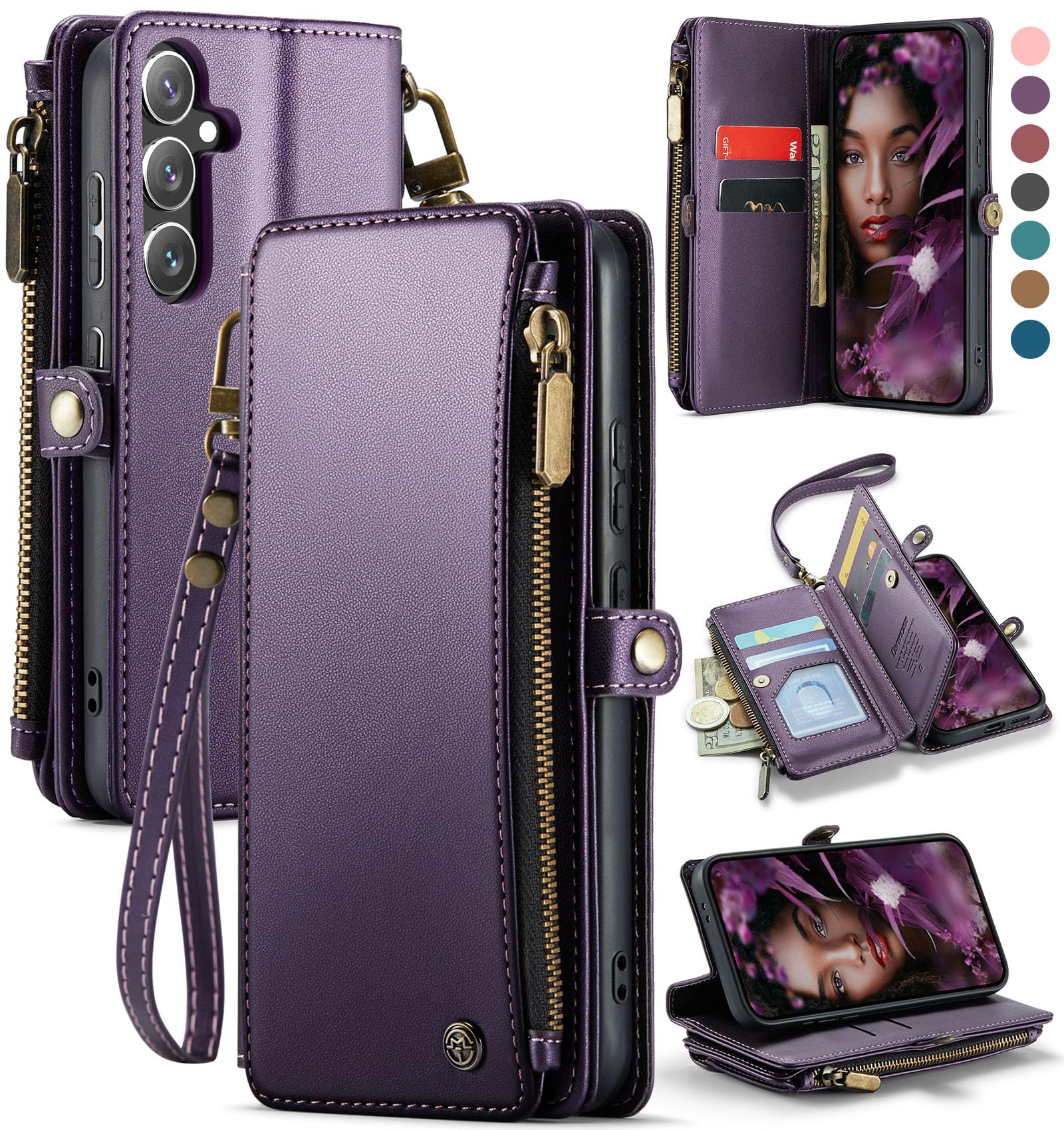 Foto 2 pulgar | Funda Wallet Defcase Compatible Con Samsung Galaxy S24, Color Morado - Venta Internacional.