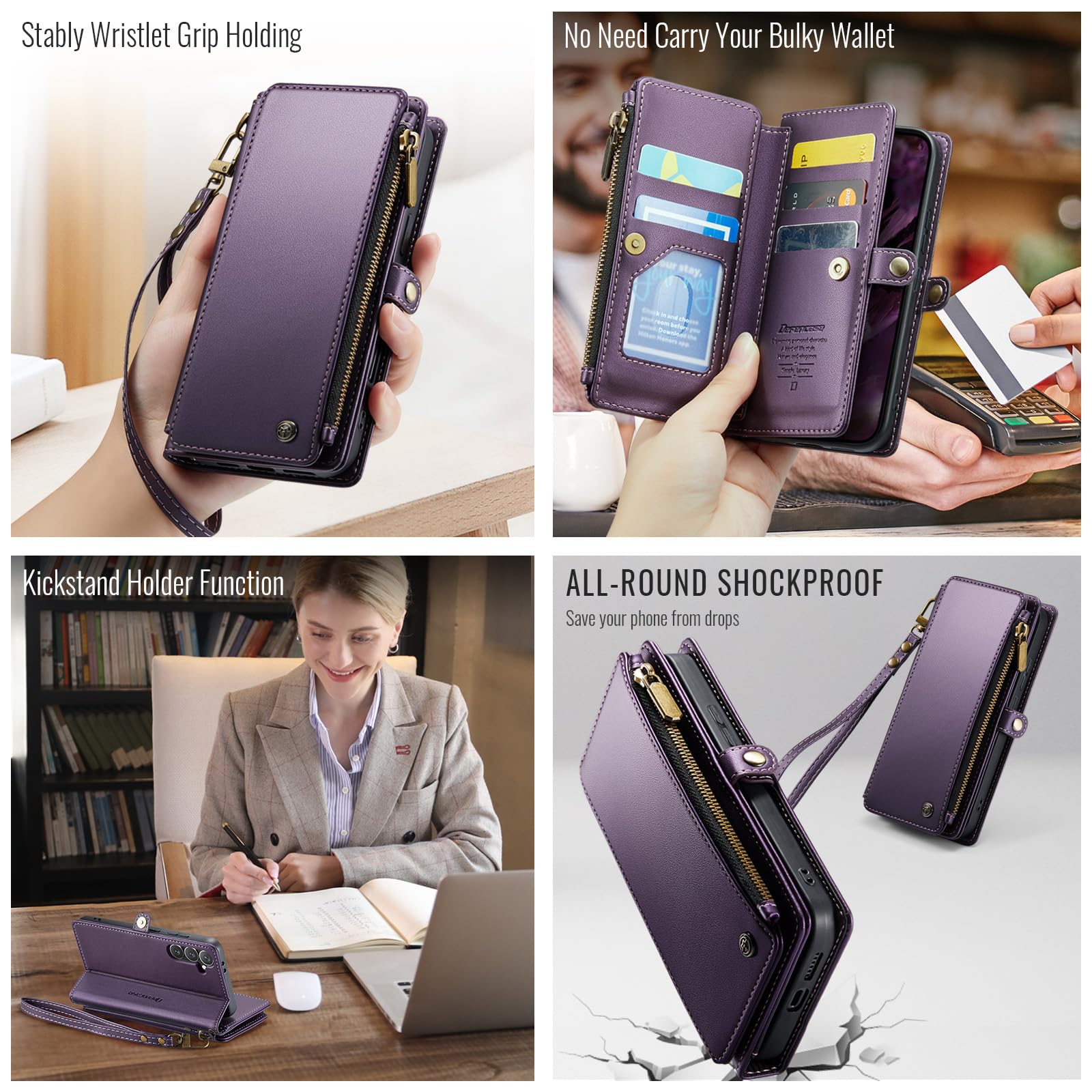 Foto 5 pulgar | Funda Wallet Defcase Compatible Con Samsung Galaxy S24, Color Morado - Venta Internacional.