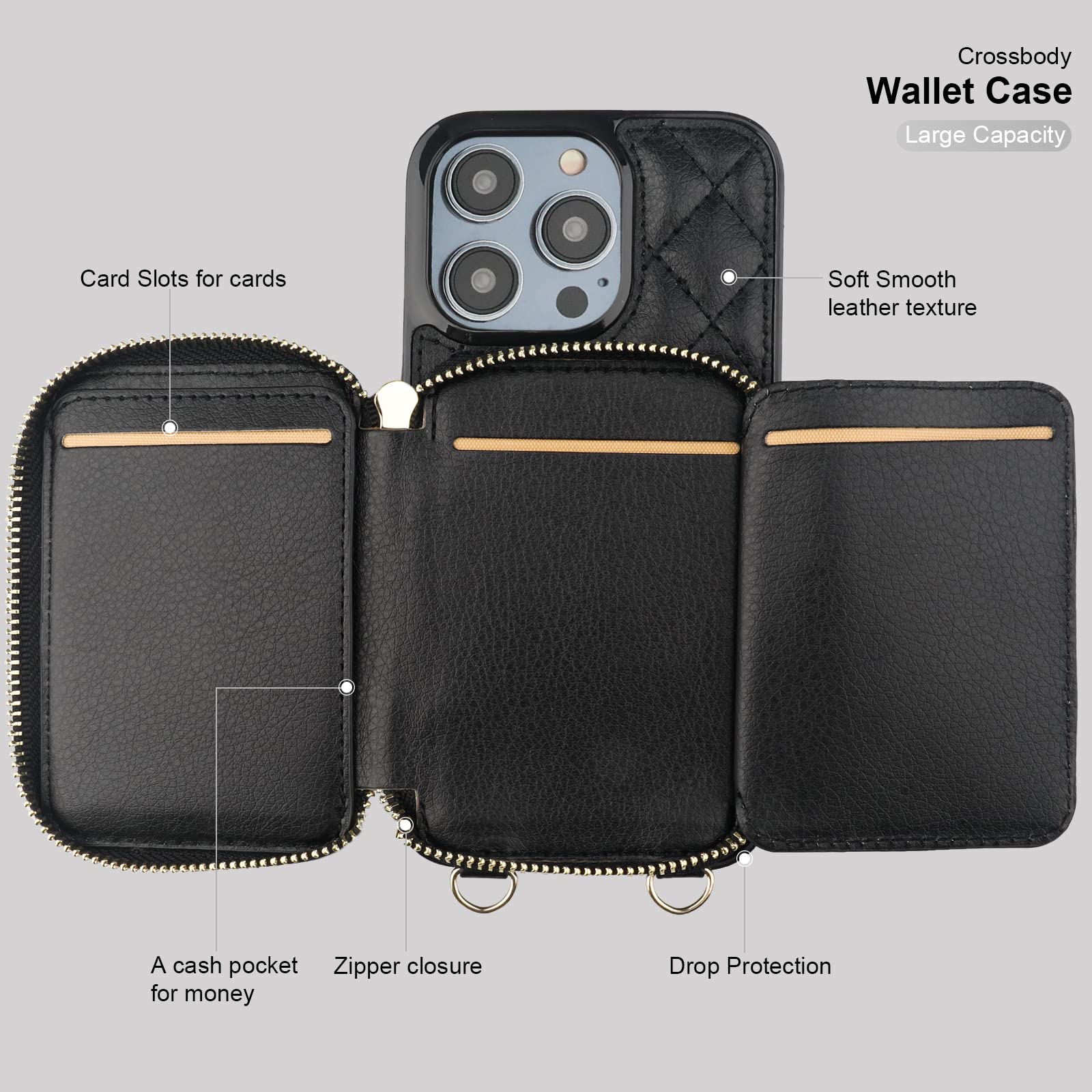 Foto 8 pulgar | Funda Tipo Cartera Tipo Bandolera Bocasal Para Iphone 14 Pro 6.1 - Venta Internacional.