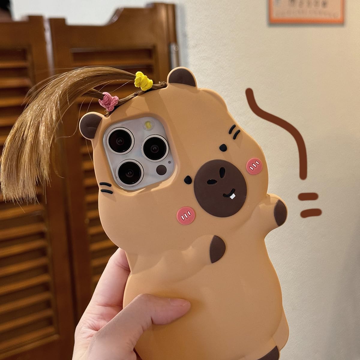 Foto 4 pulgar | Funda De Teléfono Qokcoahn Para Iphone 16 3d Kawaii Brown Capybara - Venta Internacional.