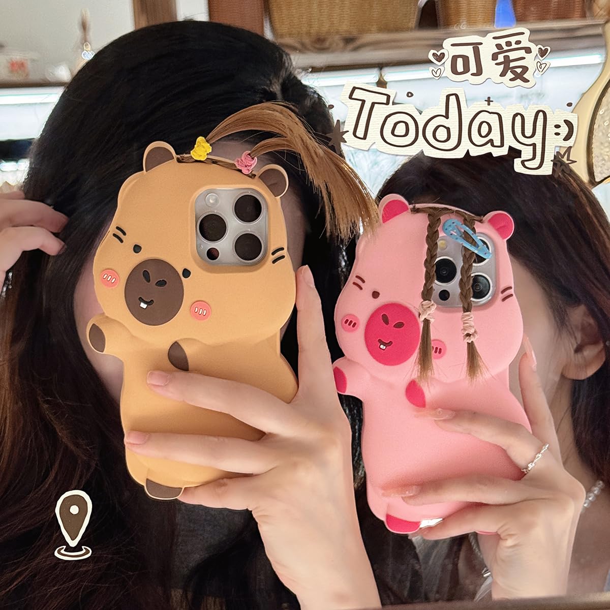 Foto 8 pulgar | Funda De Teléfono Qokcoahn Para Iphone 14 3d Kawaii Brown Capybara - Venta Internacional.