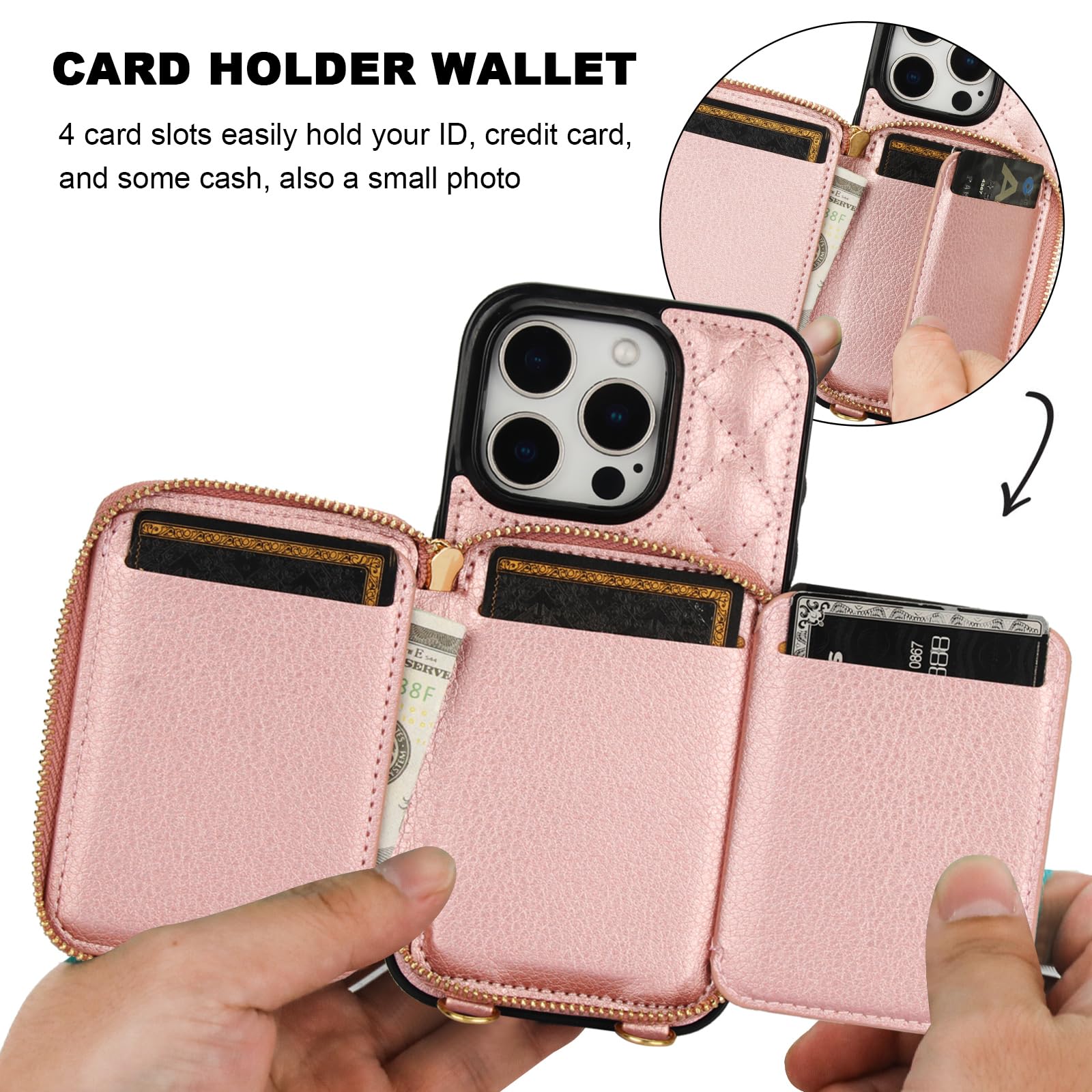 Foto 5 pulgar | Funda Tipo Cartera Tipo Bandolera Bocasal Para Iphone 16 Pro De 6.3 Pulgadas - Venta Internacional.