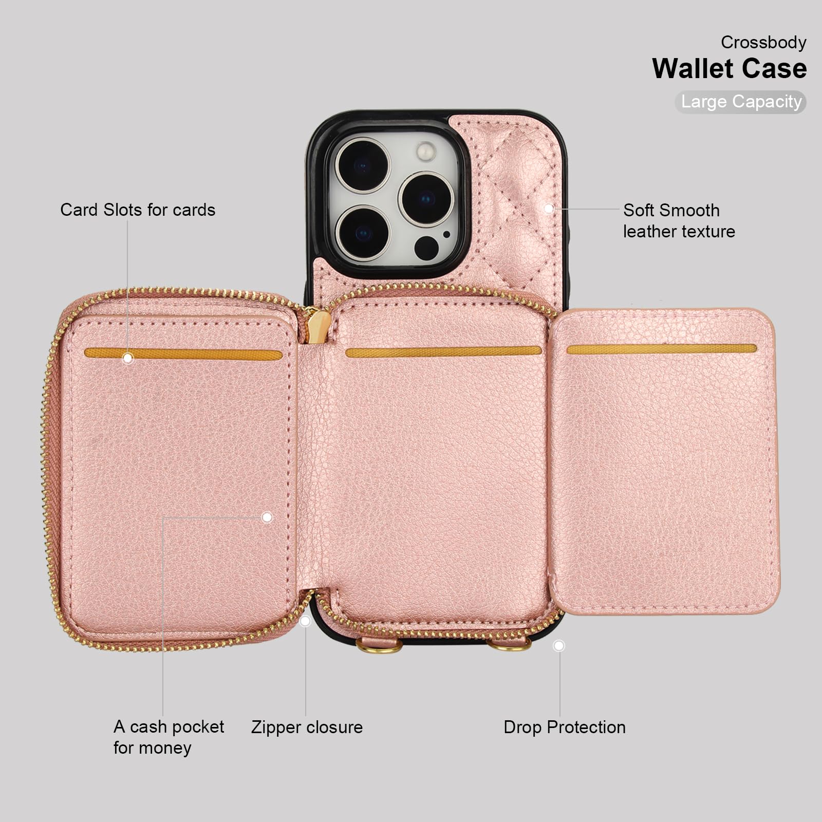 Foto 8 pulgar | Funda Tipo Cartera Tipo Bandolera Bocasal Para Iphone 16 Pro De 6.3 Pulgadas - Venta Internacional.