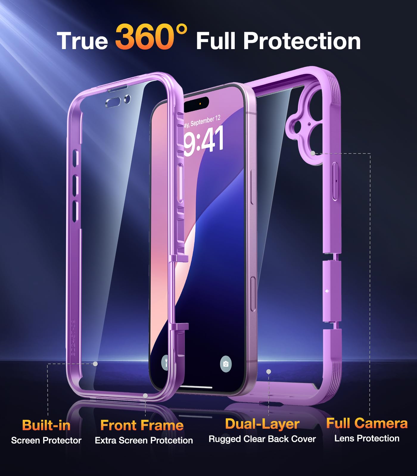 Foto 3 pulgar | Funda Para Teléfono Diaclara Diseñada Para Iphone 16 Plus, Color Rosa Oscuro - Venta Internacional.
