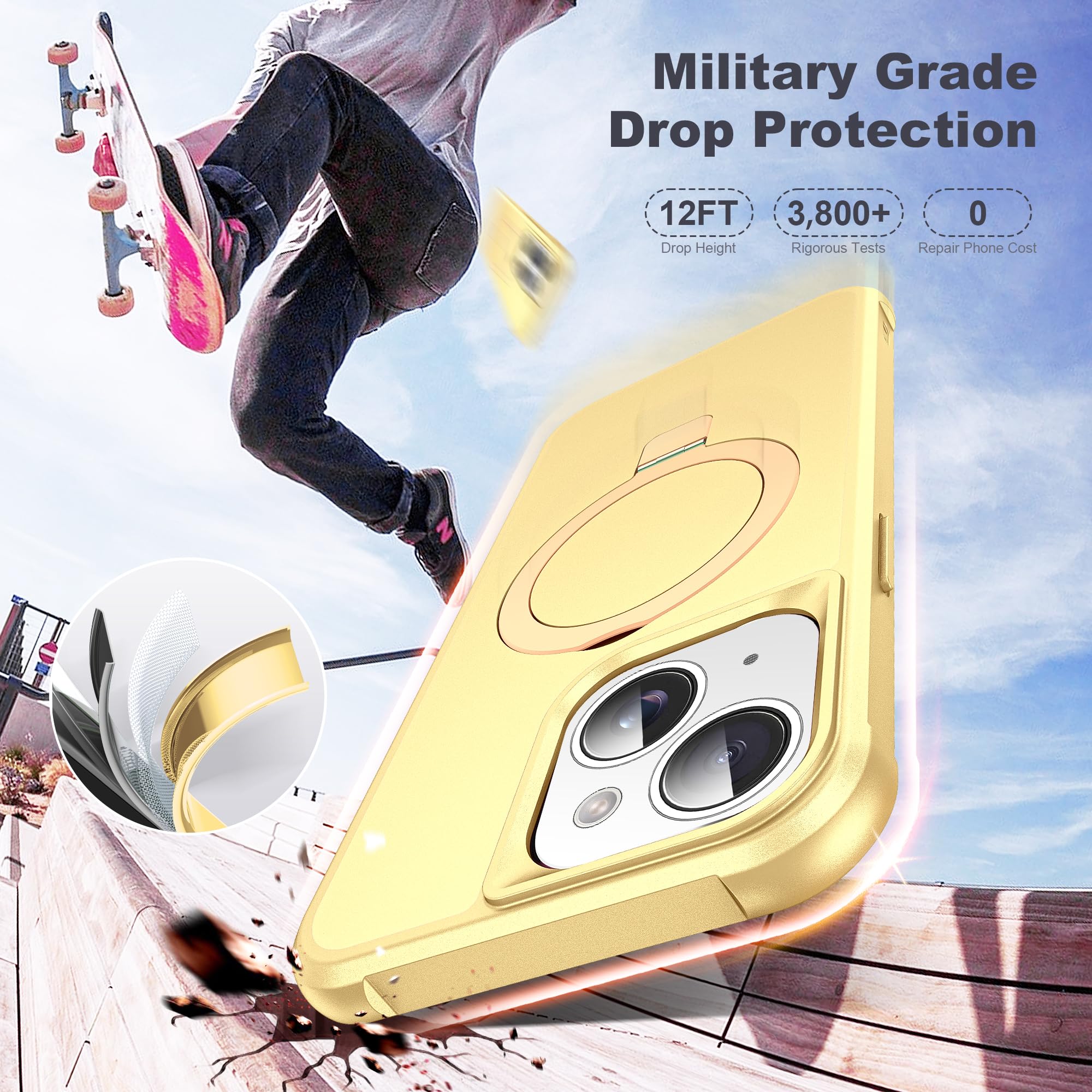 Foto 6 pulgar | Funda De Teléfono Tianli Para Iphone 13/14 De 6.1 Pulgadas Con Soporte De Anillo Magnético - Venta Internacional.