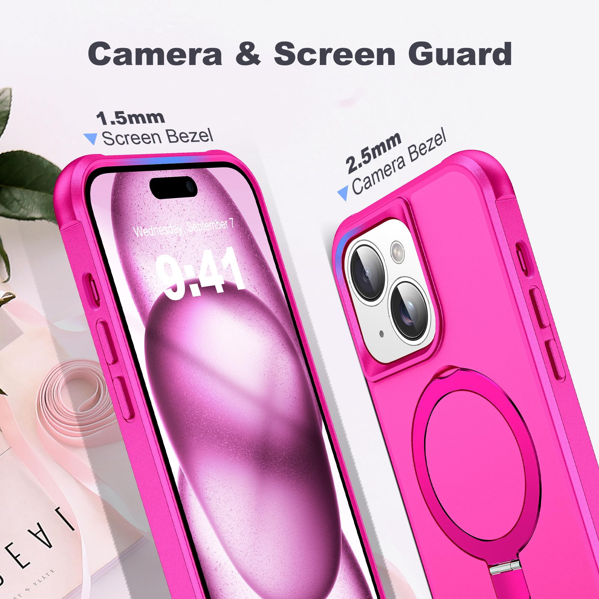 Foto 8 pulgar | Funda De Teléfono Tianli Diseñada Para Iphone 15 Con Soporte De Anillo Magnético - Venta Internacional.