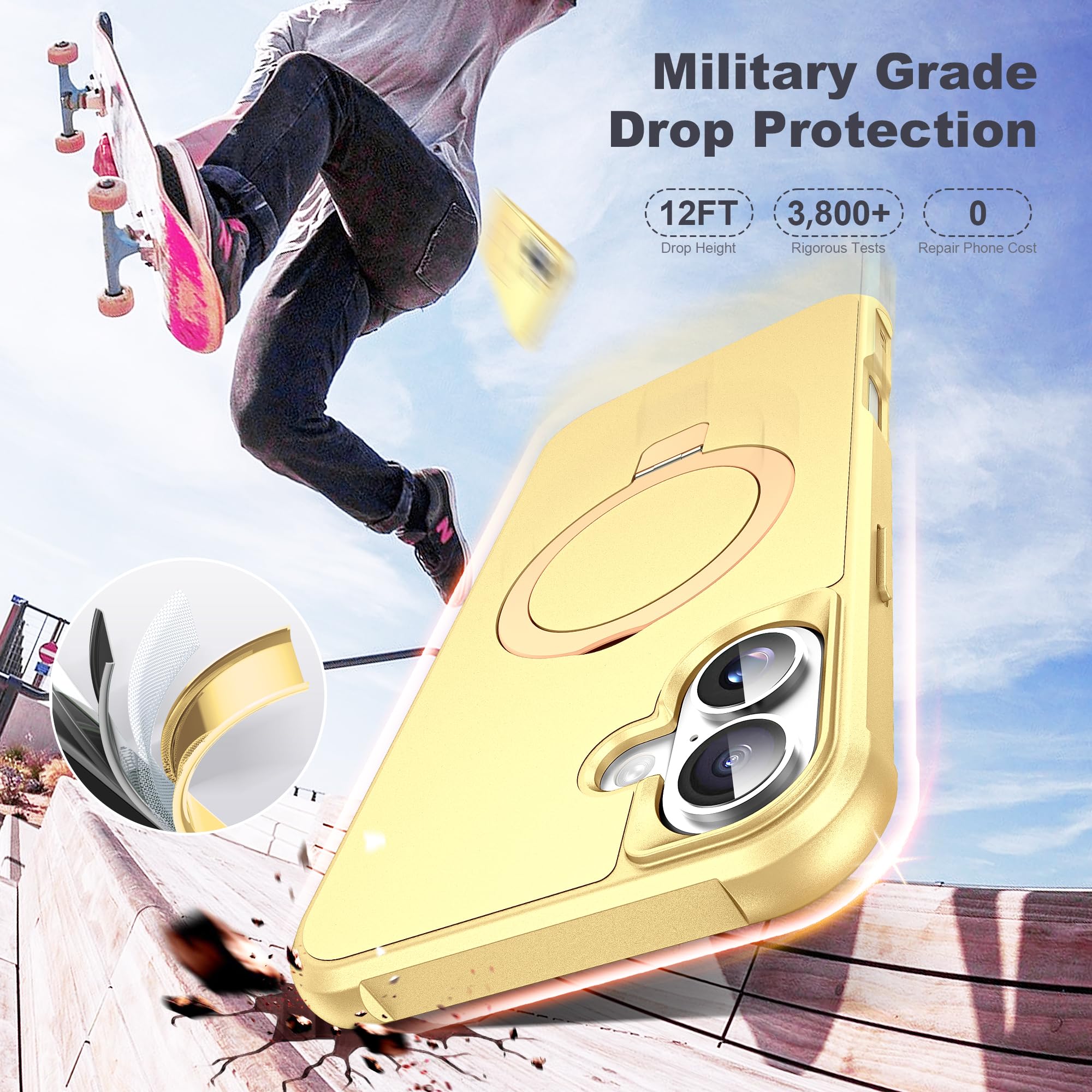 Foto 5 | Funda De Teléfono Tianli Diseñada Para Iphone 16 Plus Con Soporte Anular - Venta Internacional.