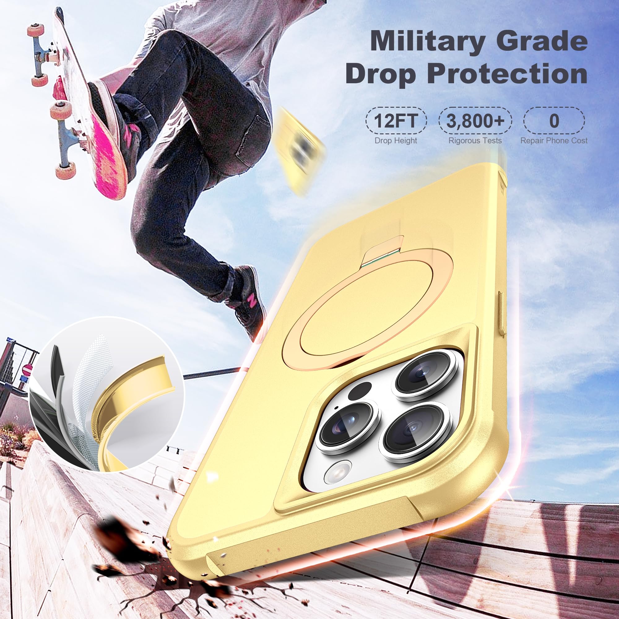 Foto 6 pulgar | Funda De Teléfono Tianli Para Iphone 15 Pro Max Con Soporte De Anillo Magnético - Venta Internacional.