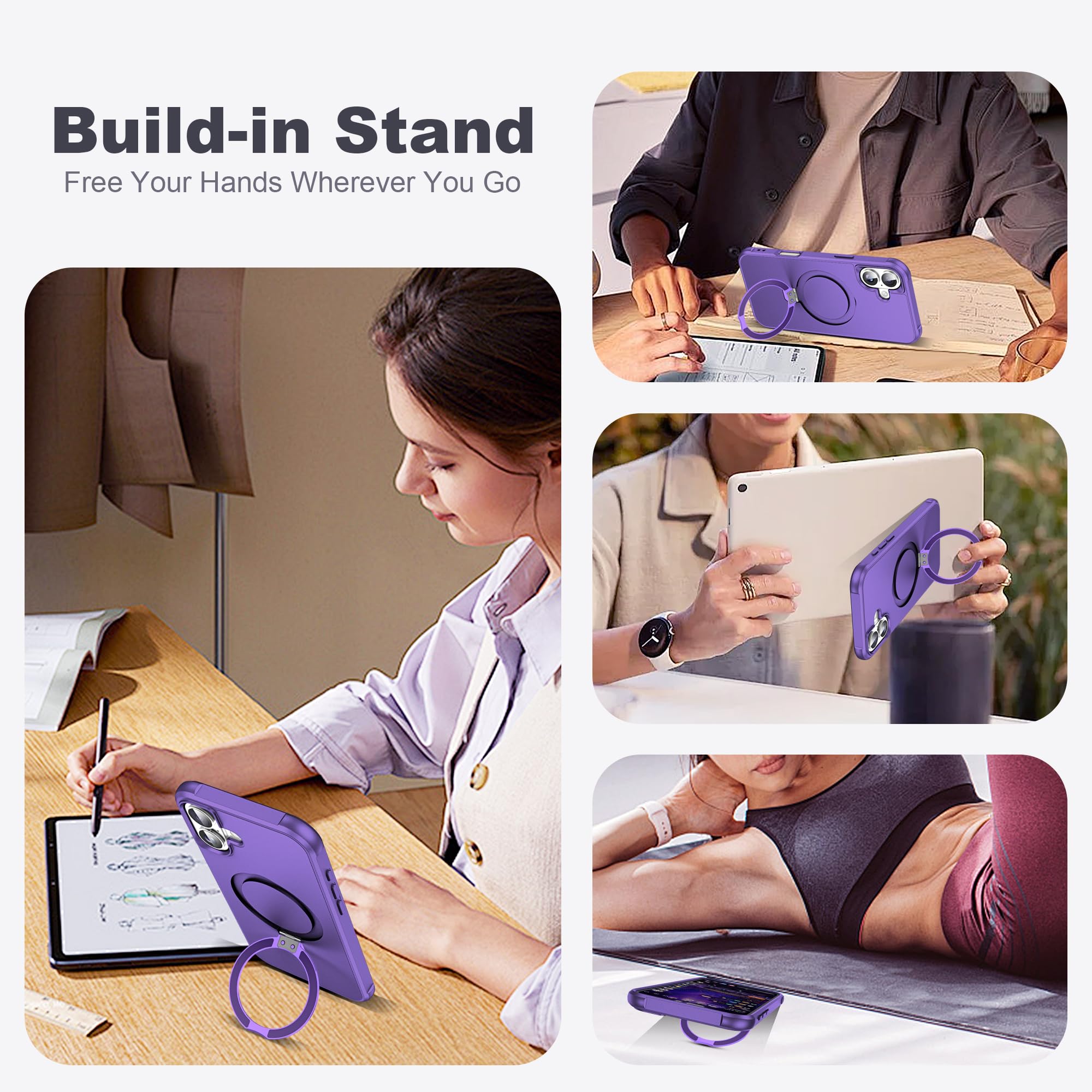Foto 4 pulgar | Funda De Teléfono Tianli Diseñada Para Iphone 16 Con Soporte De Anillo Magnético - Venta Internacional.
