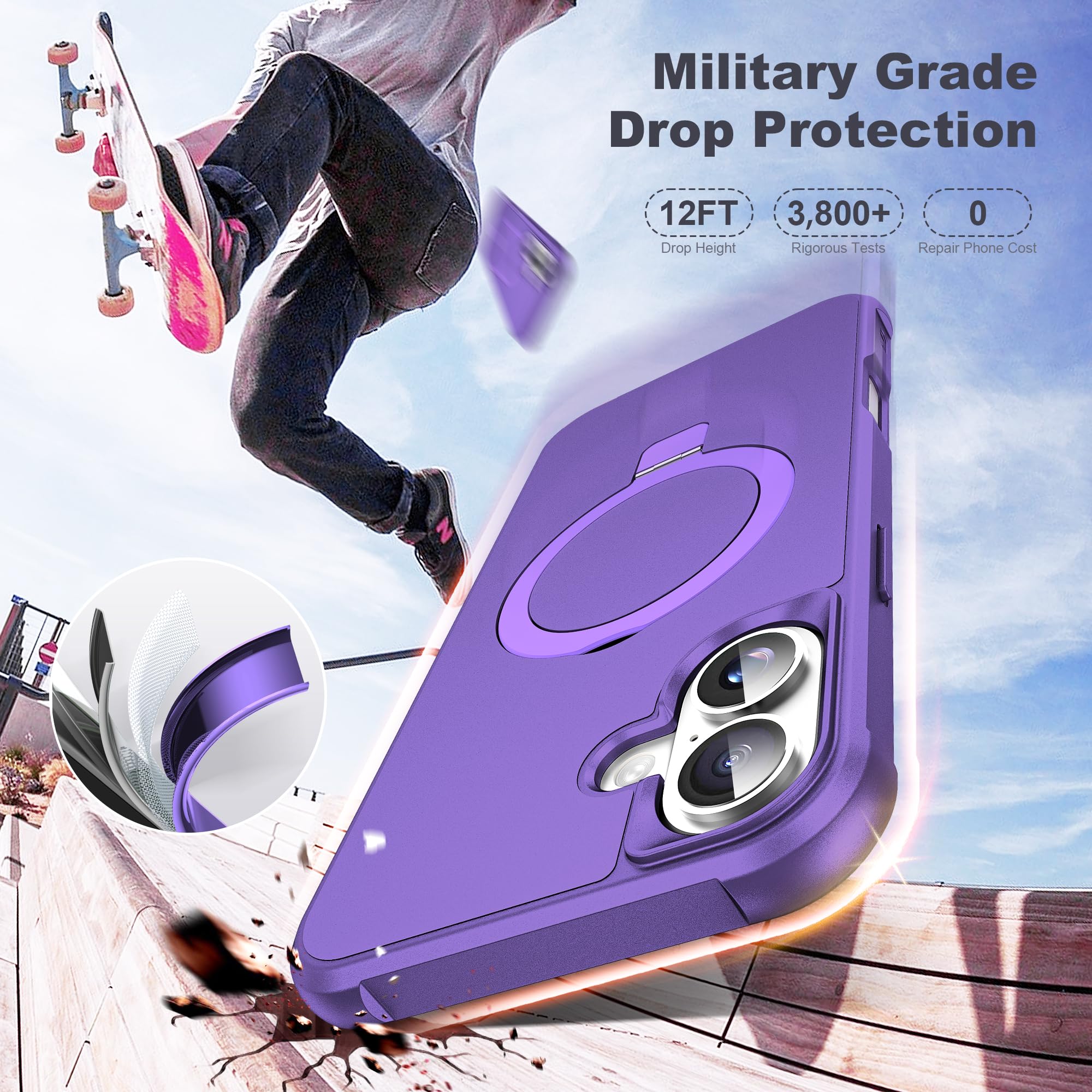 Foto 6 pulgar | Funda De Teléfono Tianli Diseñada Para Iphone 16 Con Soporte De Anillo Magnético - Venta Internacional.