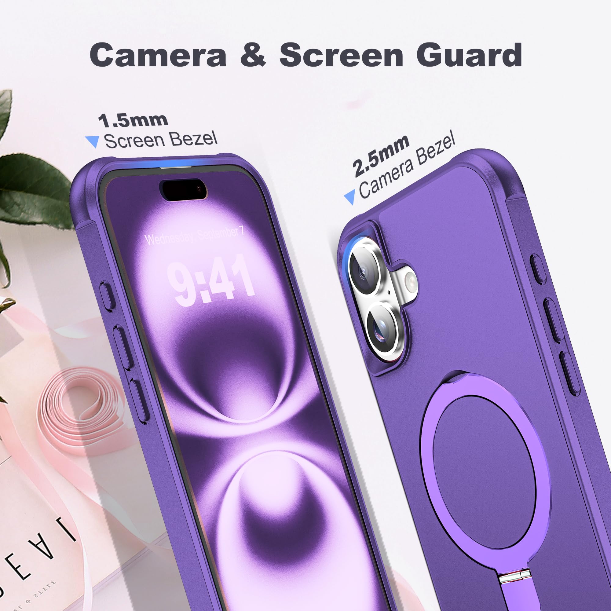 Foto 8 pulgar | Funda De Teléfono Tianli Diseñada Para Iphone 16 Con Soporte De Anillo Magnético - Venta Internacional.
