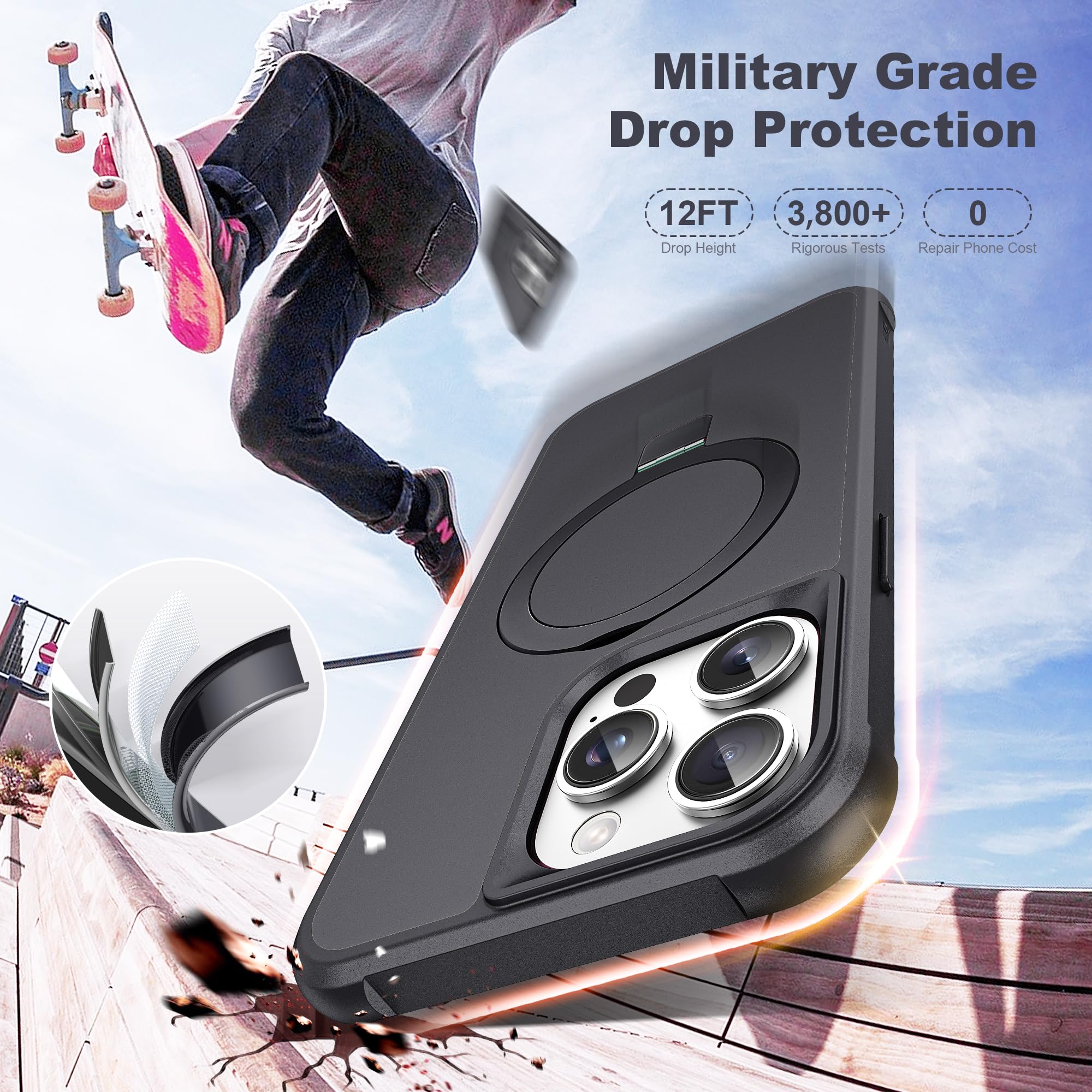 Foto 6 pulgar | Funda Tianli Para Iphone 13 Pro Con Soporte Magnético Invisible - Venta Internacional.