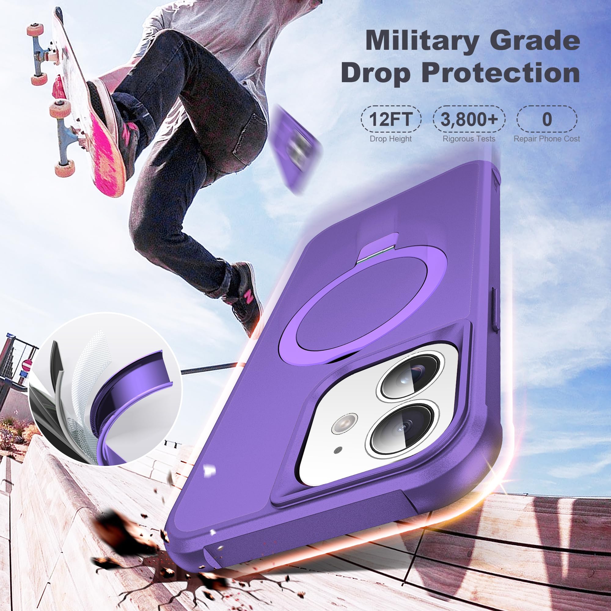 Foto 6 pulgar | Funda De Teléfono Tianli Diseñada Para Iphone 11 De 6.1 Pulgadas Con Soporte Anular - Venta Internacional.