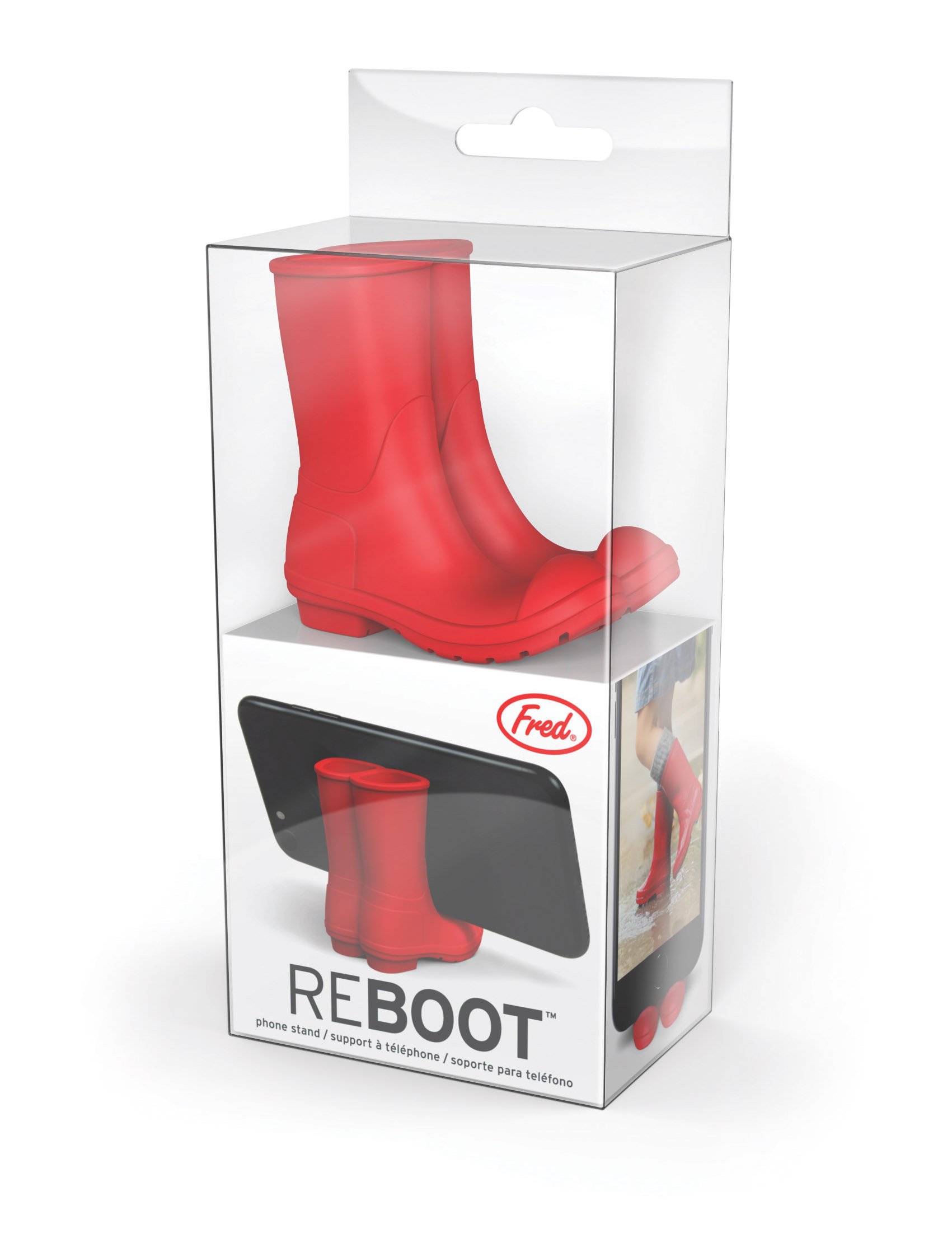 Foto 5 | Botas De Lluvia De Silicona Originales Fred Reboot Con Soporte Para Teléfono  Rojas - Venta Internacional.