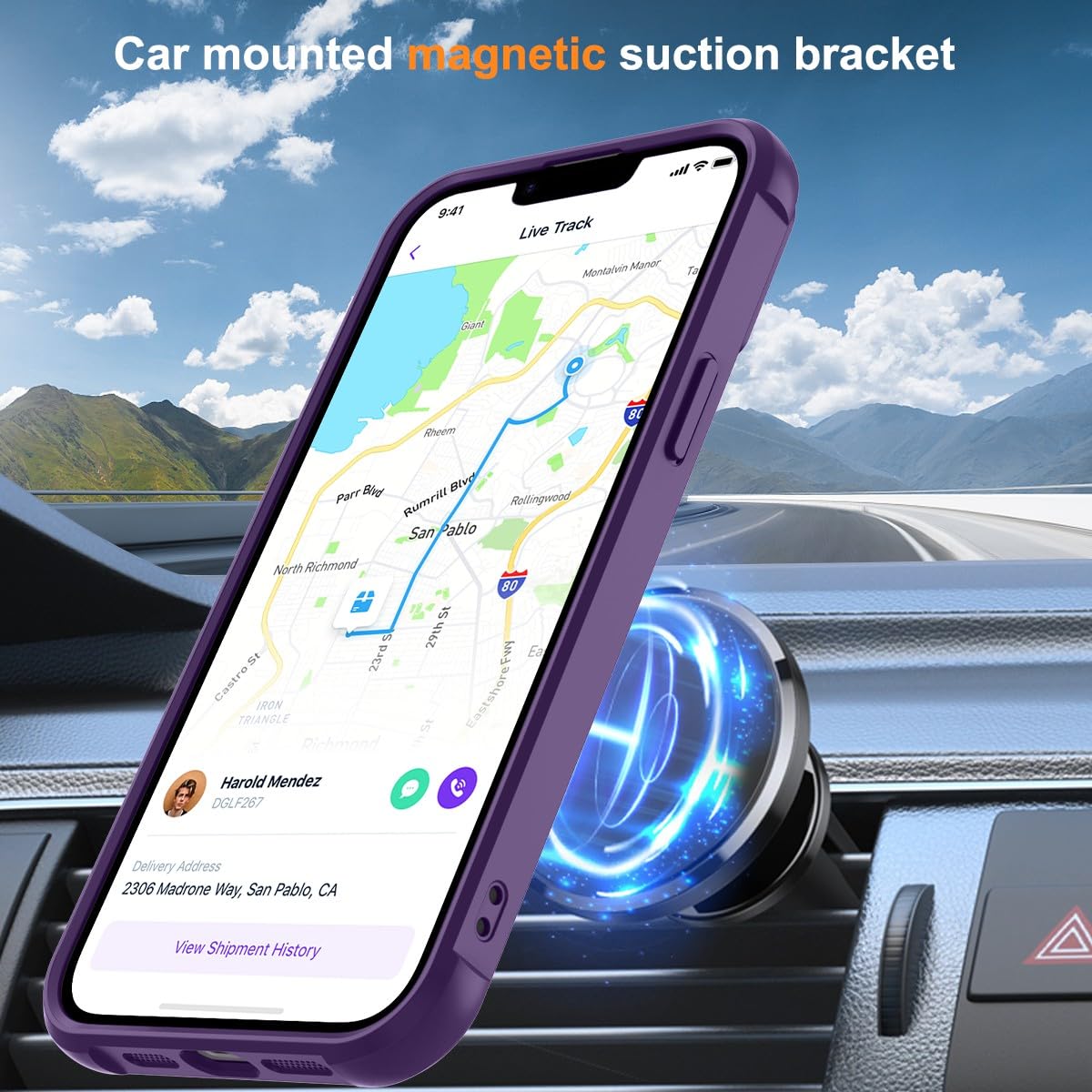 Foto 5 pulgar | Funda Para Teléfono Sterker Con Soporte Magnético Para Iphone 13 Pro Max  Color Morado - Venta Internacional.