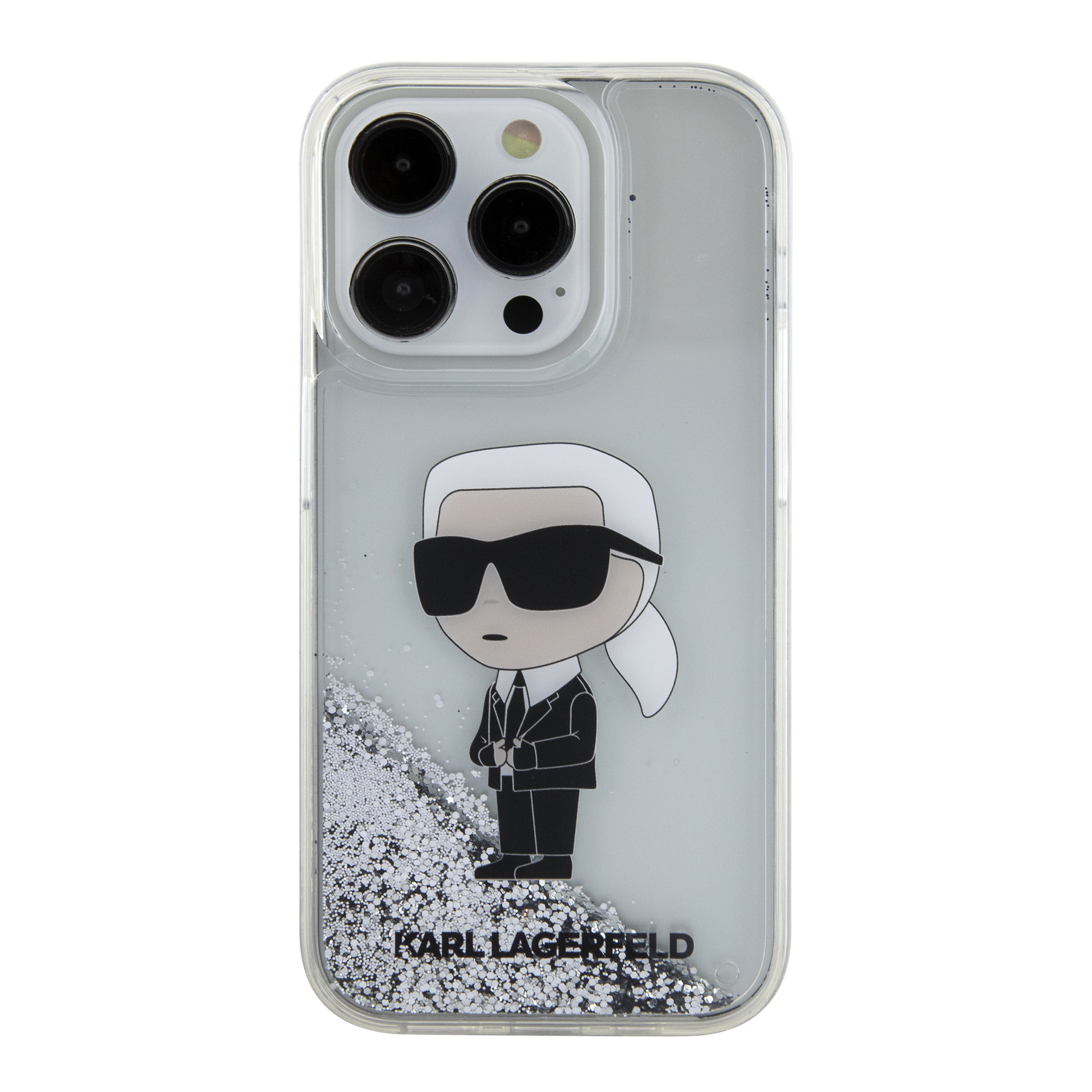 Foto 4 pulgar | Funda Original Karl Brillos Líquido Iphone 15 Pro Plata