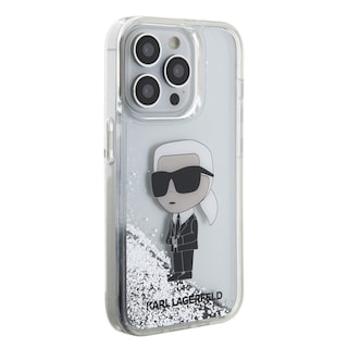 Foto 4 | Funda Original Karl Brillos Líquido Iphone 15 Pro Plata