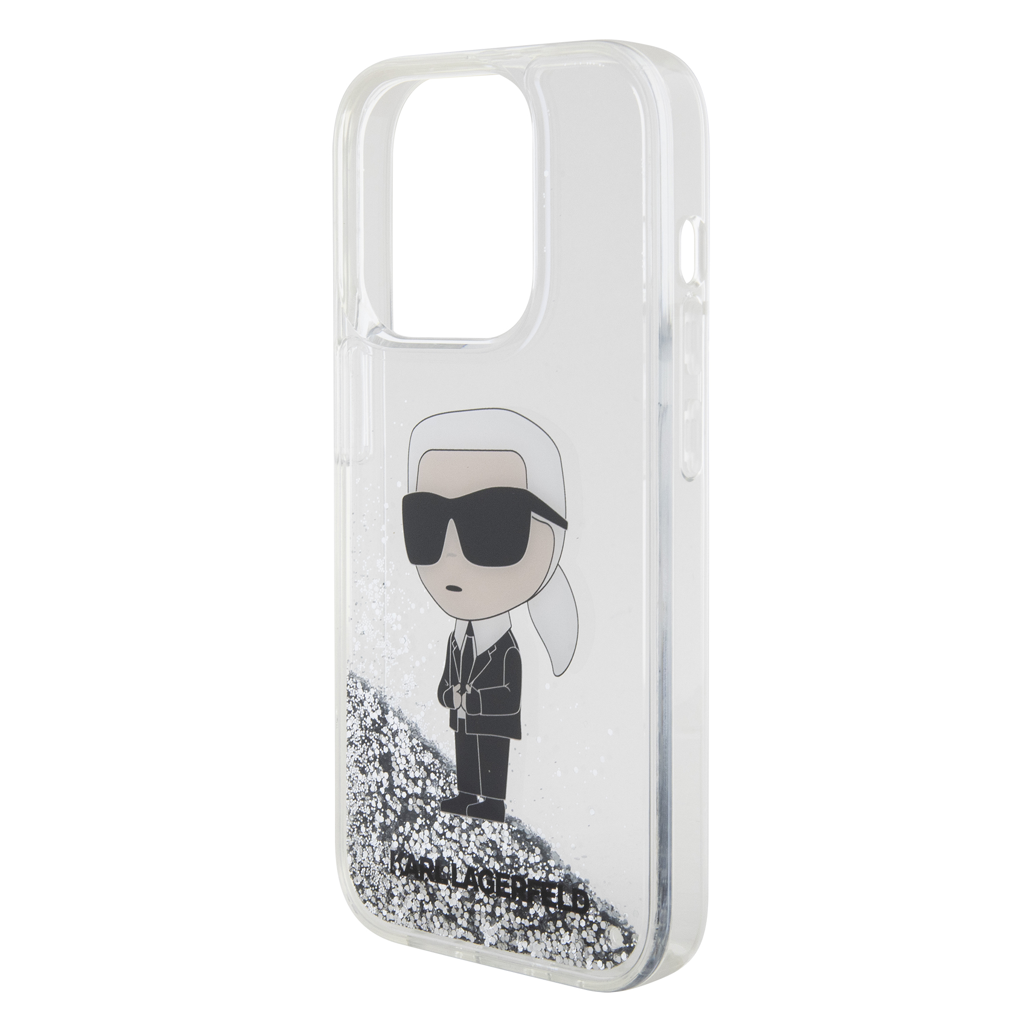 Foto 7 pulgar | Funda Original Karl Brillos Líquido Iphone 15 Pro Plata