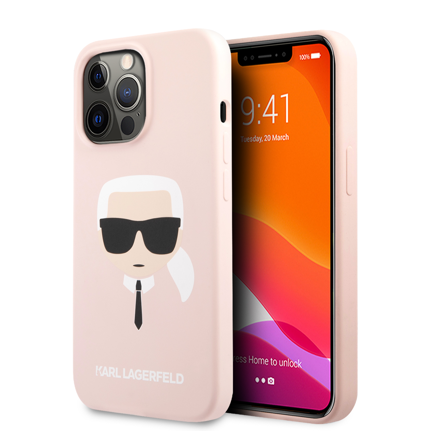Foto 2 pulgar | Funda Original Karl Silicon Cabeza Iphone 13 Pro Max Rosa