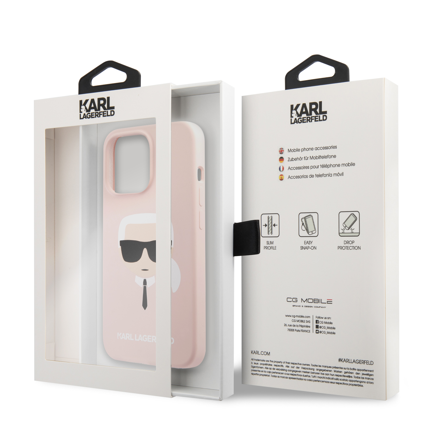 Foto 9 pulgar | Funda Original Karl Silicon Cabeza Iphone 13 Pro Max Rosa