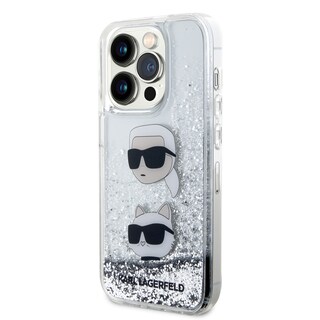 Foto 2 | Funda Original Karl Brillos Líquido K&c Iphone 15 Pro Plata