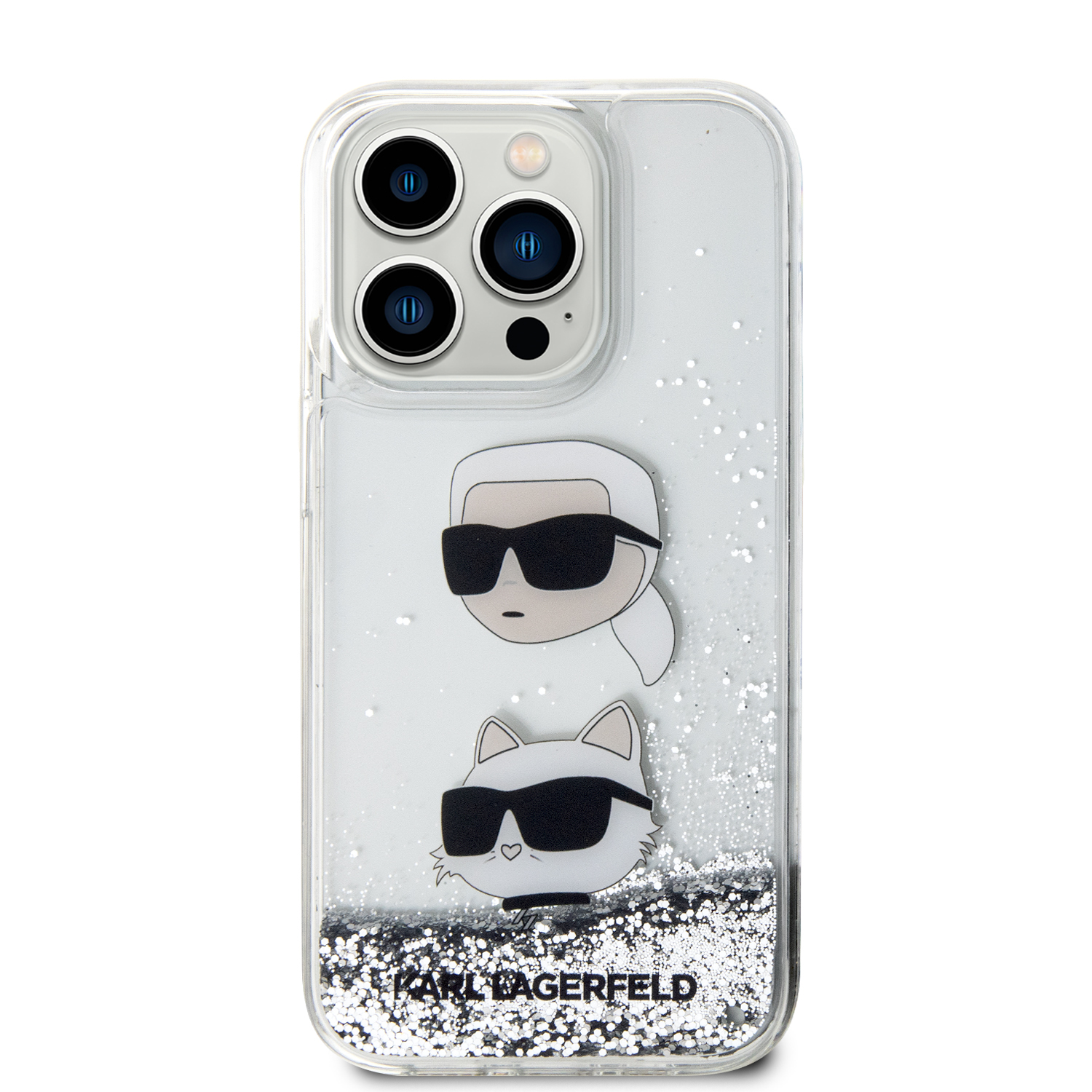 Foto 3 | Funda Original Karl Brillos Líquido K&c Iphone 15 Pro Plata