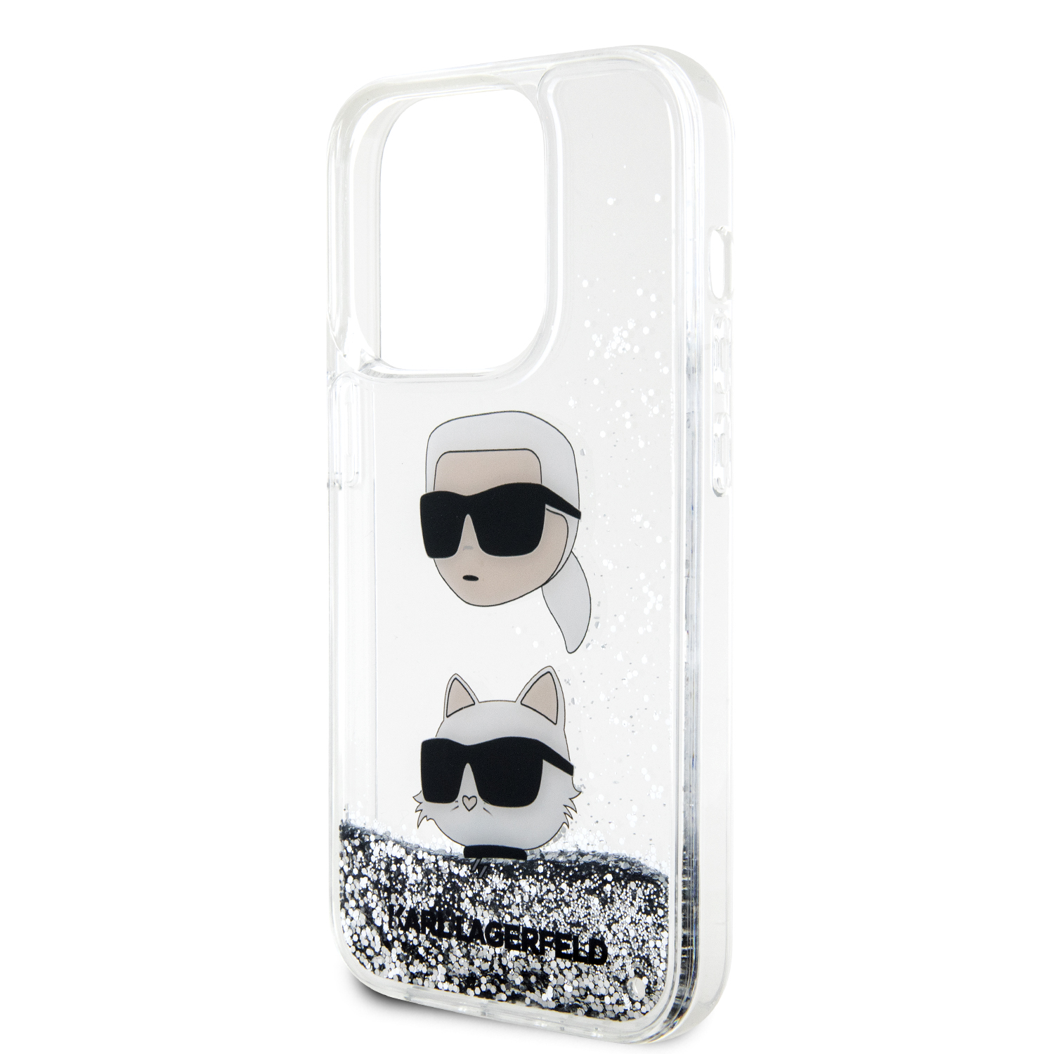 Foto 7 pulgar | Funda Original Karl Brillos Líquido K&c Iphone 15 Pro Plata