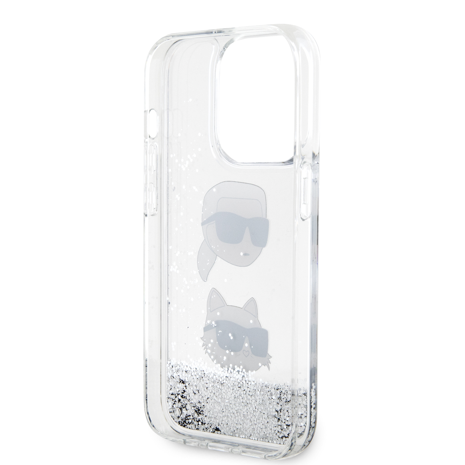 Foto 8 pulgar | Funda Original Karl Brillos Líquido K&c Iphone 15 Pro Plata
