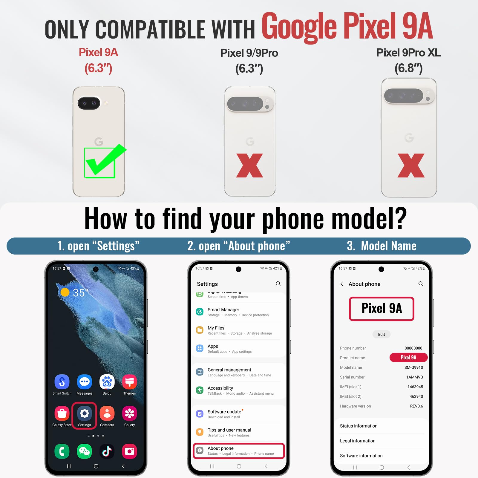 Foto 3 pulgar | Funda De Teléfono Tipo Cartera Con Rfid Para Google Pixel 9a Defencase Wine - Venta Internacional.
