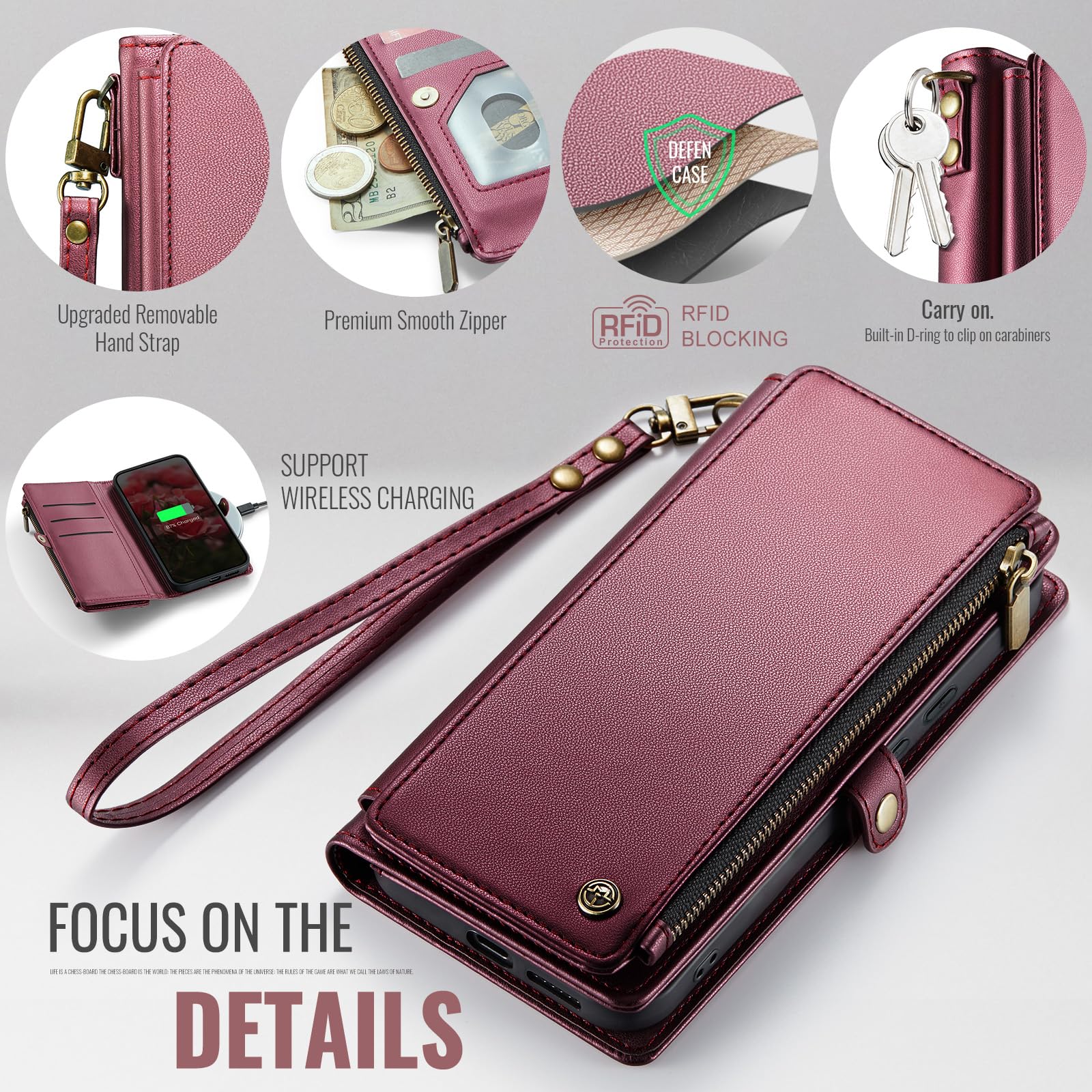 Foto 6 pulgar | Funda De Teléfono Tipo Cartera Con Rfid Para Google Pixel 9a Defencase Wine - Venta Internacional.