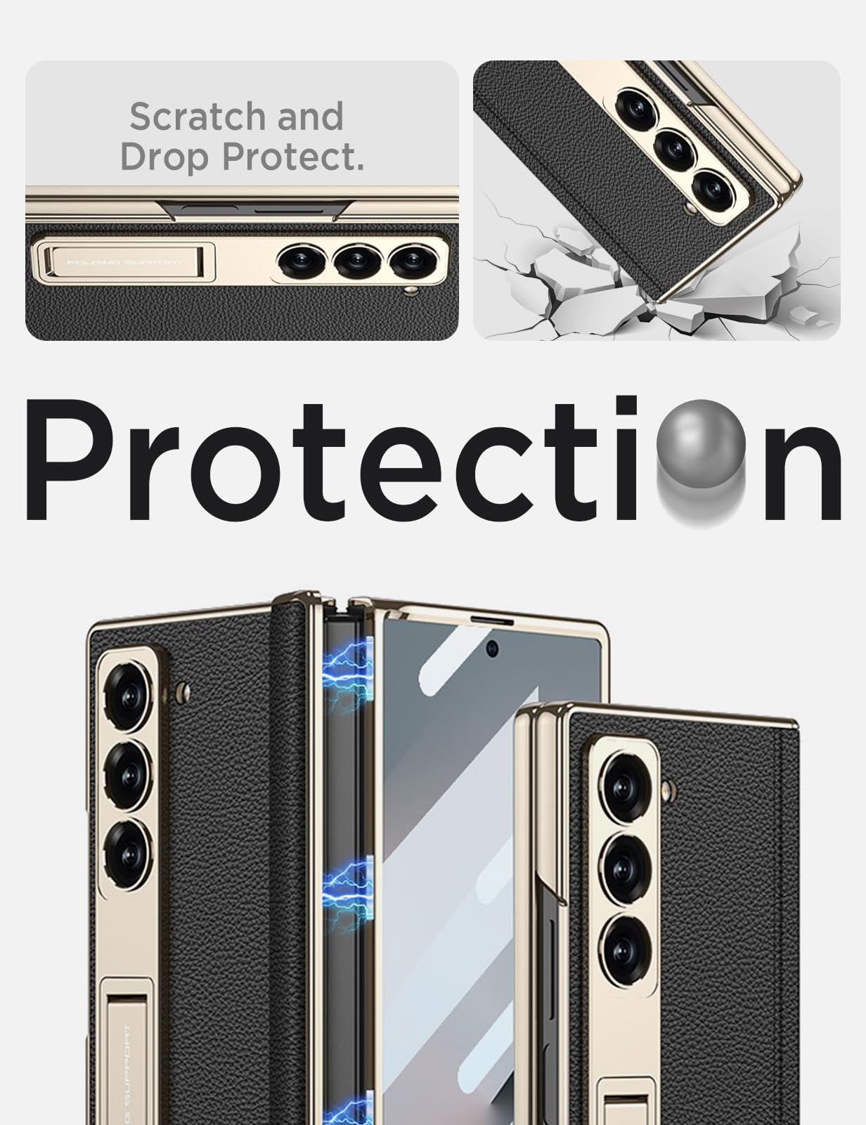 Foto 5 pulgar | Funda De Piel Miimall Para Samsung Galaxy Z Fold 7 Con Soporte - Venta Internacional.
