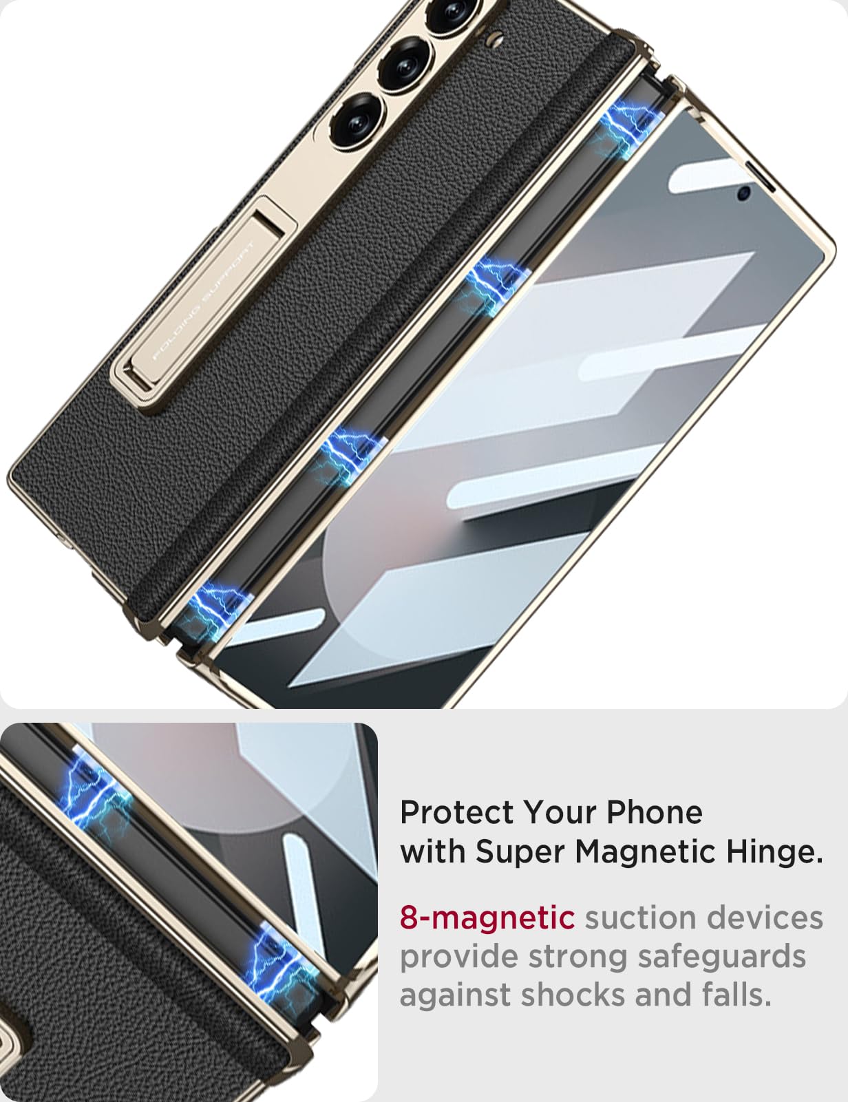 Foto 6 pulgar | Funda De Piel Miimall Para Samsung Galaxy Z Fold 7 Con Soporte - Venta Internacional.