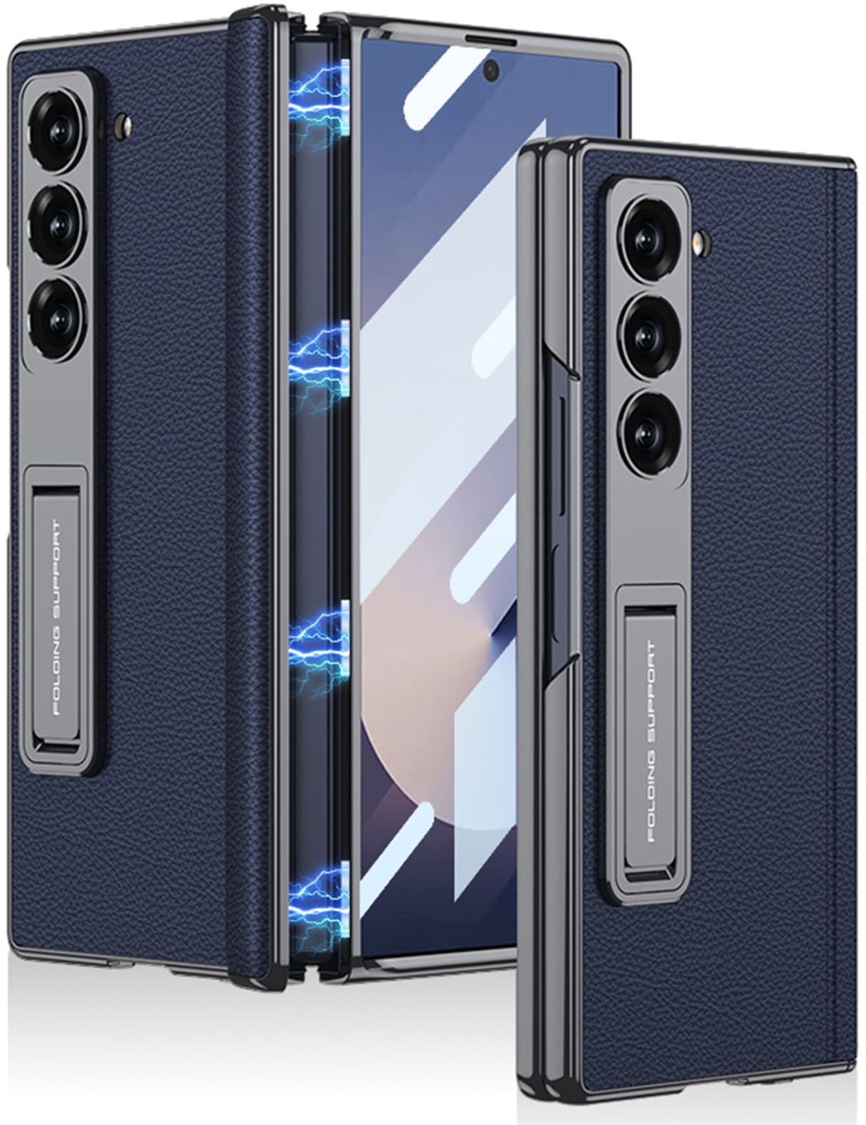 Funda De Piel Miimall Para Samsung Galaxy Z Fold 7  Color Azul - Venta Internacional.