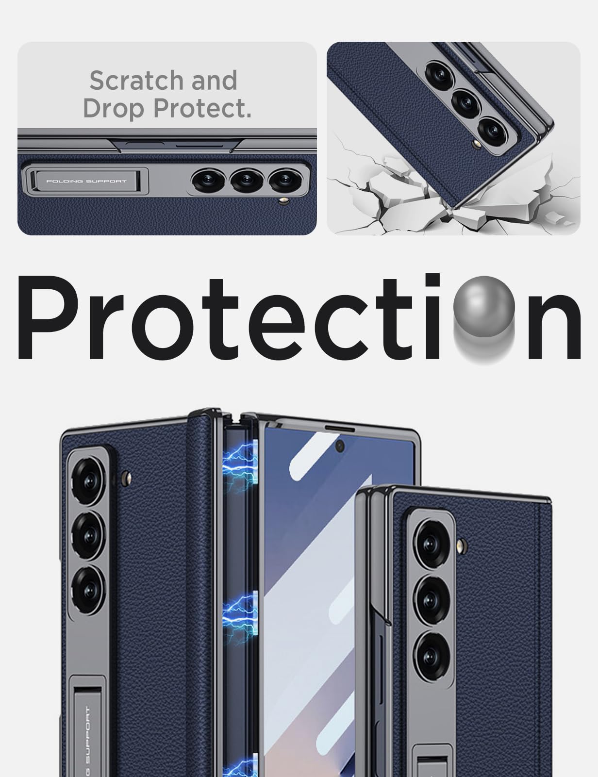 Foto 5 pulgar | Funda De Piel Miimall Para Samsung Galaxy Z Fold 7  Color Azul - Venta Internacional.