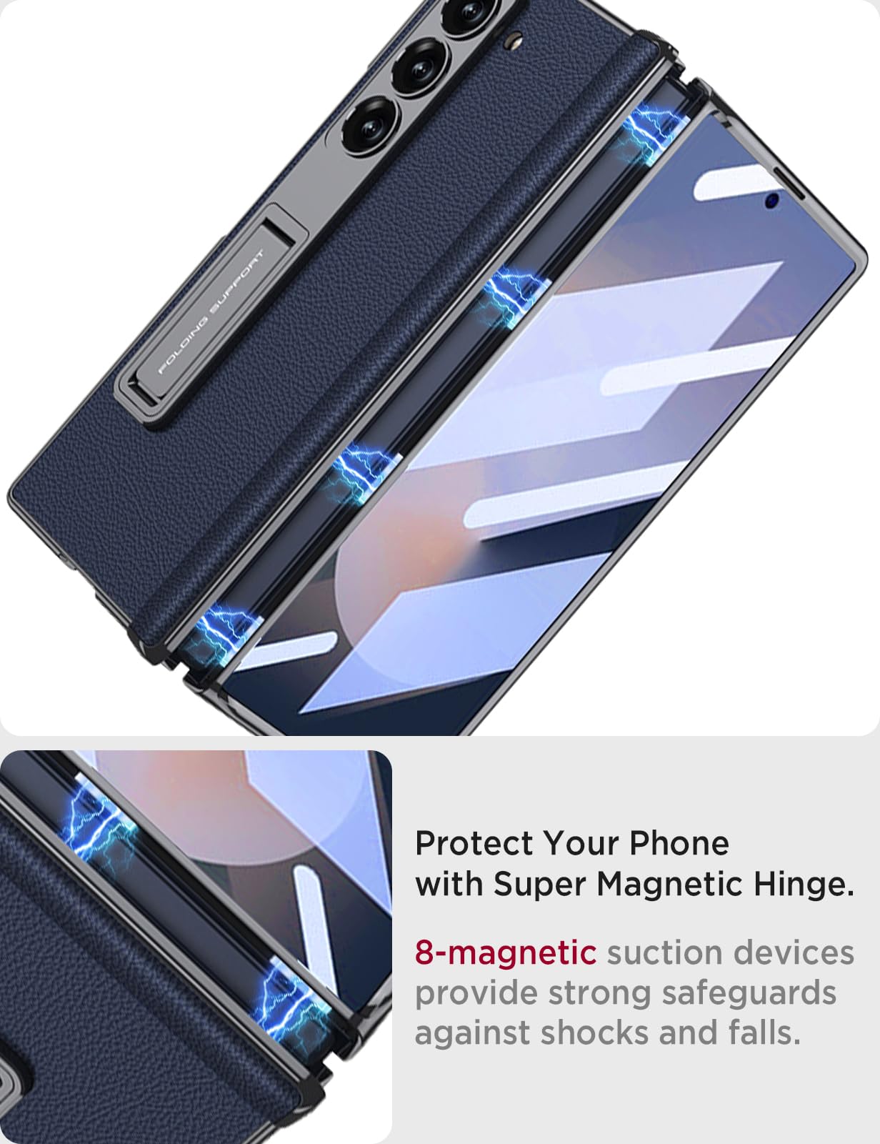 Foto 6 pulgar | Funda De Piel Miimall Para Samsung Galaxy Z Fold 7  Color Azul - Venta Internacional.