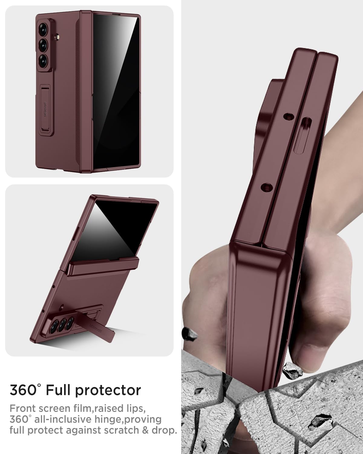 Foto 5 pulgar | Funda De Teléfono Miimall Para Samsung Galaxy Z Fold 7  Color Rojo Vino - Venta Internacional.