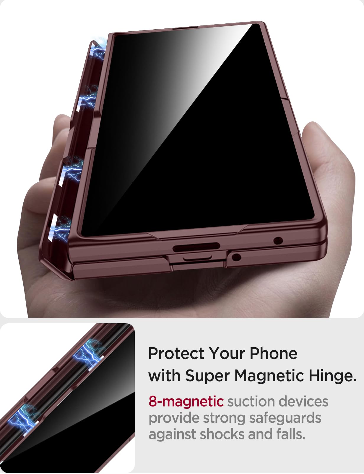 Foto 5 | Funda De Teléfono Miimall Para Samsung Galaxy Z Fold 7  Color Rojo Vino - Venta Internacional.