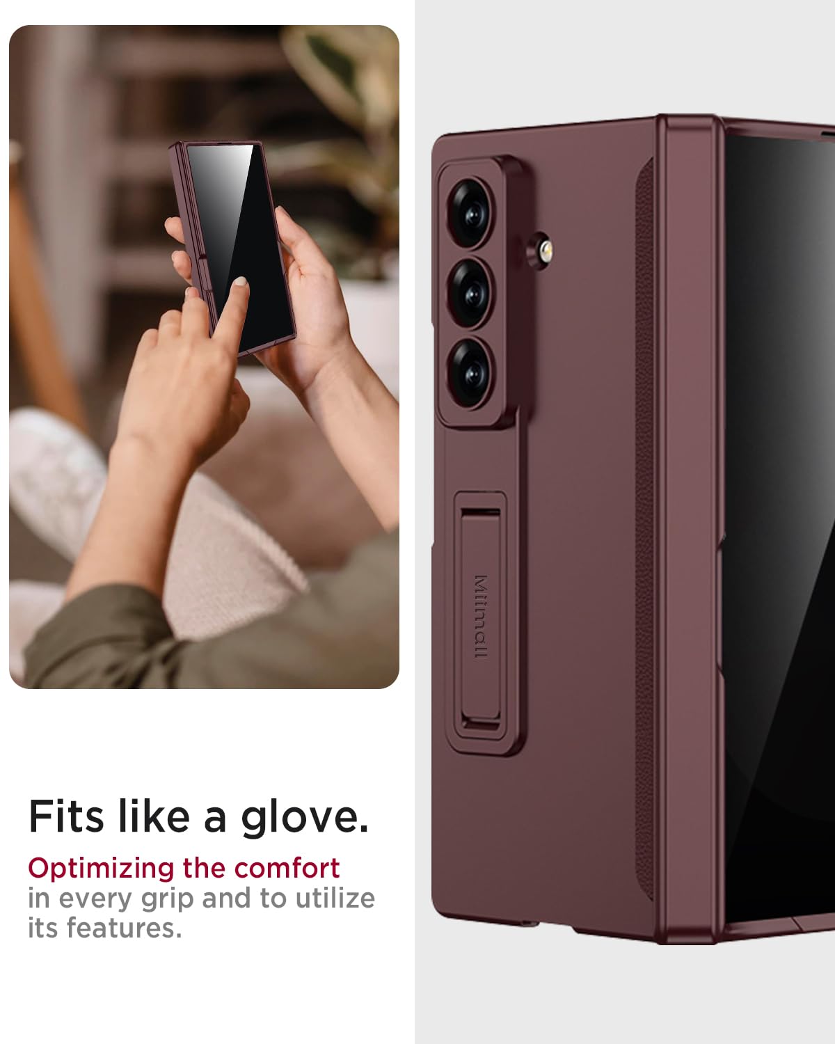 Foto 8 pulgar | Funda De Teléfono Miimall Para Samsung Galaxy Z Fold 7  Color Rojo Vino - Venta Internacional.