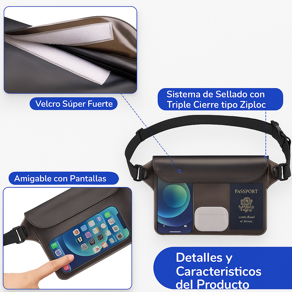 Foto 9 pulgar | Bolsa Impermeable Universal Ipx8 Para Celular Hasta 6.8'' Con Cinturón Ajustable