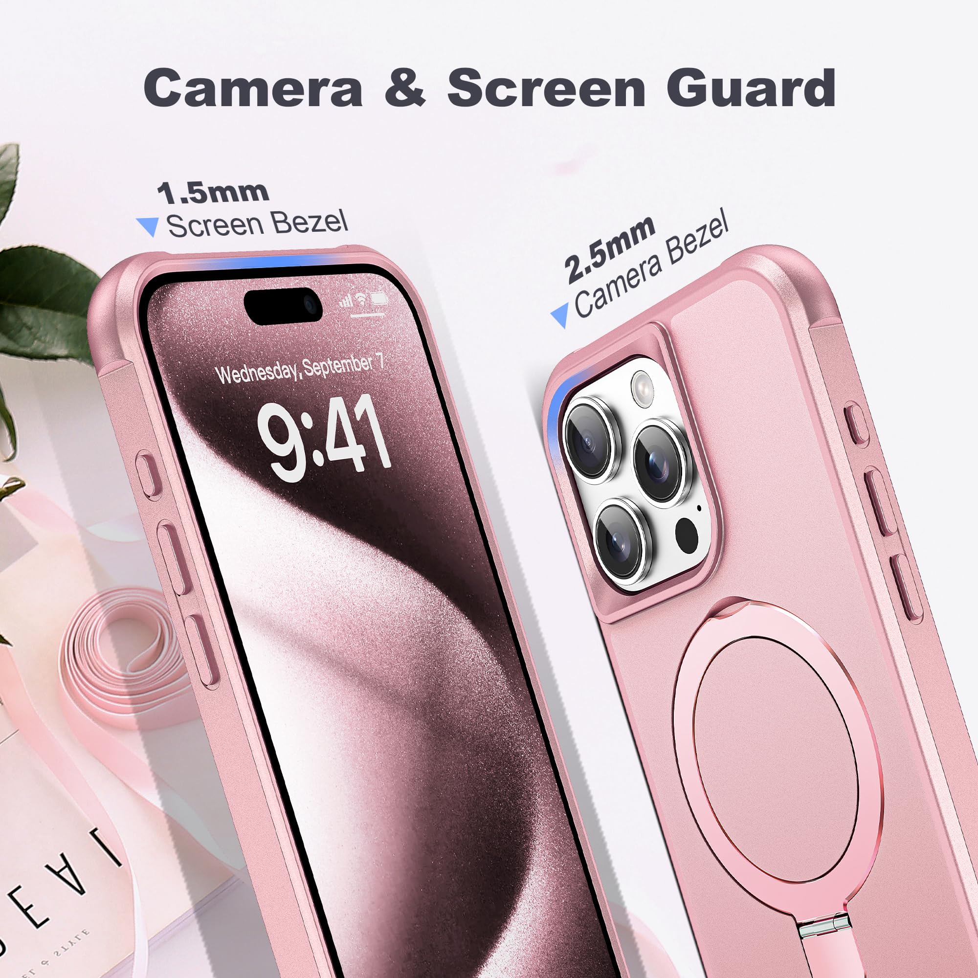 Foto 8 pulgar | Funda De Teléfono Tianli Diseñada Para Iphone 15 Pro Con Soporte Anular - Venta Internacional.