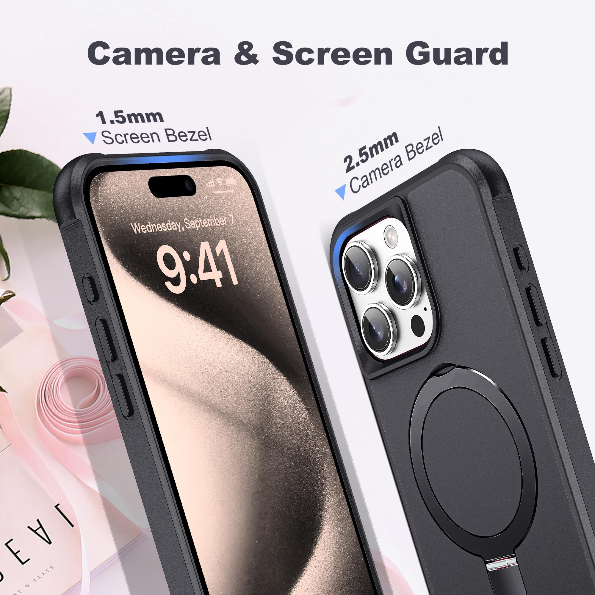 Foto 7 | Funda De Teléfono Tianli Diseñada Para Iphone 15 Pro Con Soporte Anular - Venta Internacional.