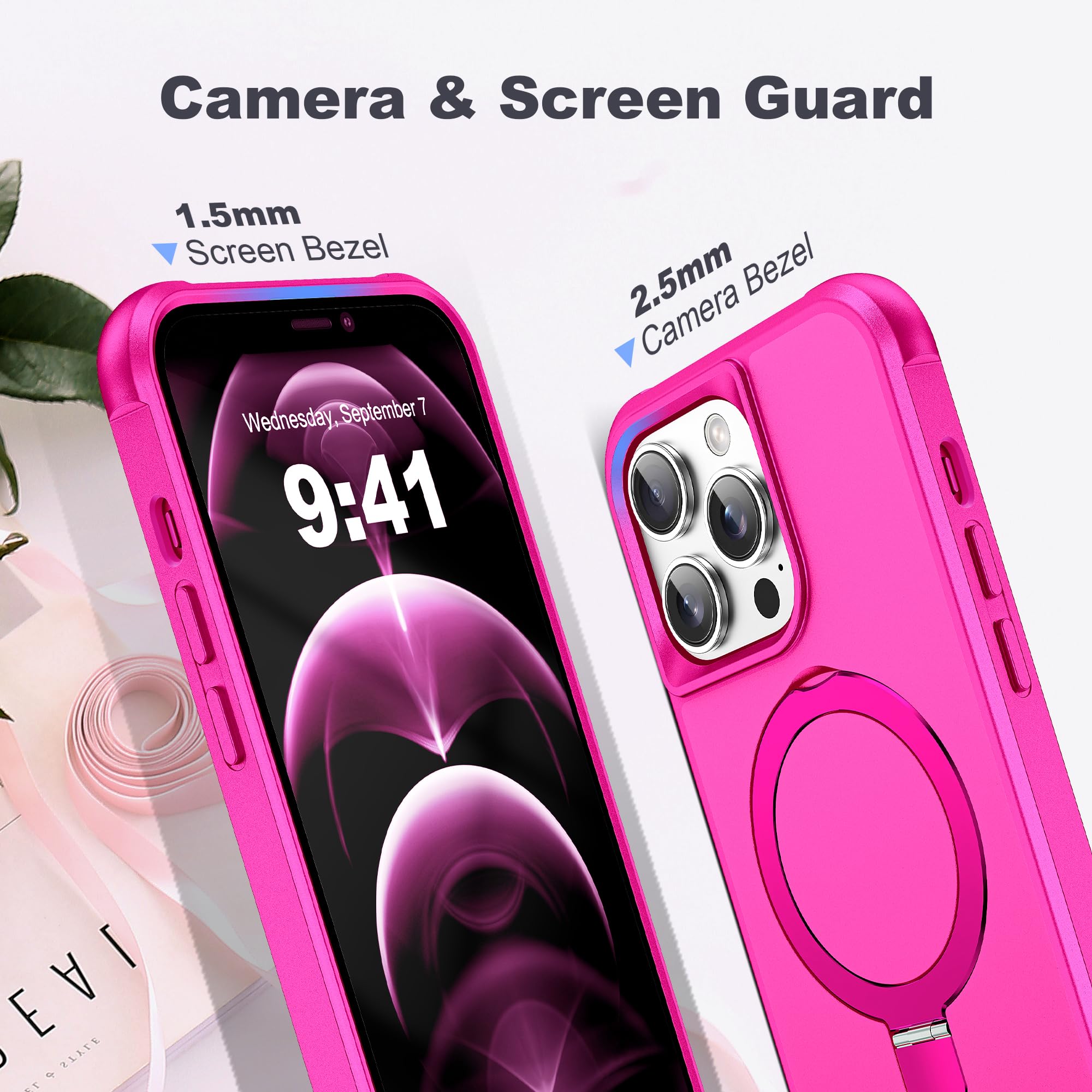 Foto 8 pulgar | Funda De Teléfono Tianli Para Iphone 12 Pro Max/13 Pro Max Rosa Intenso - Venta Internacional.