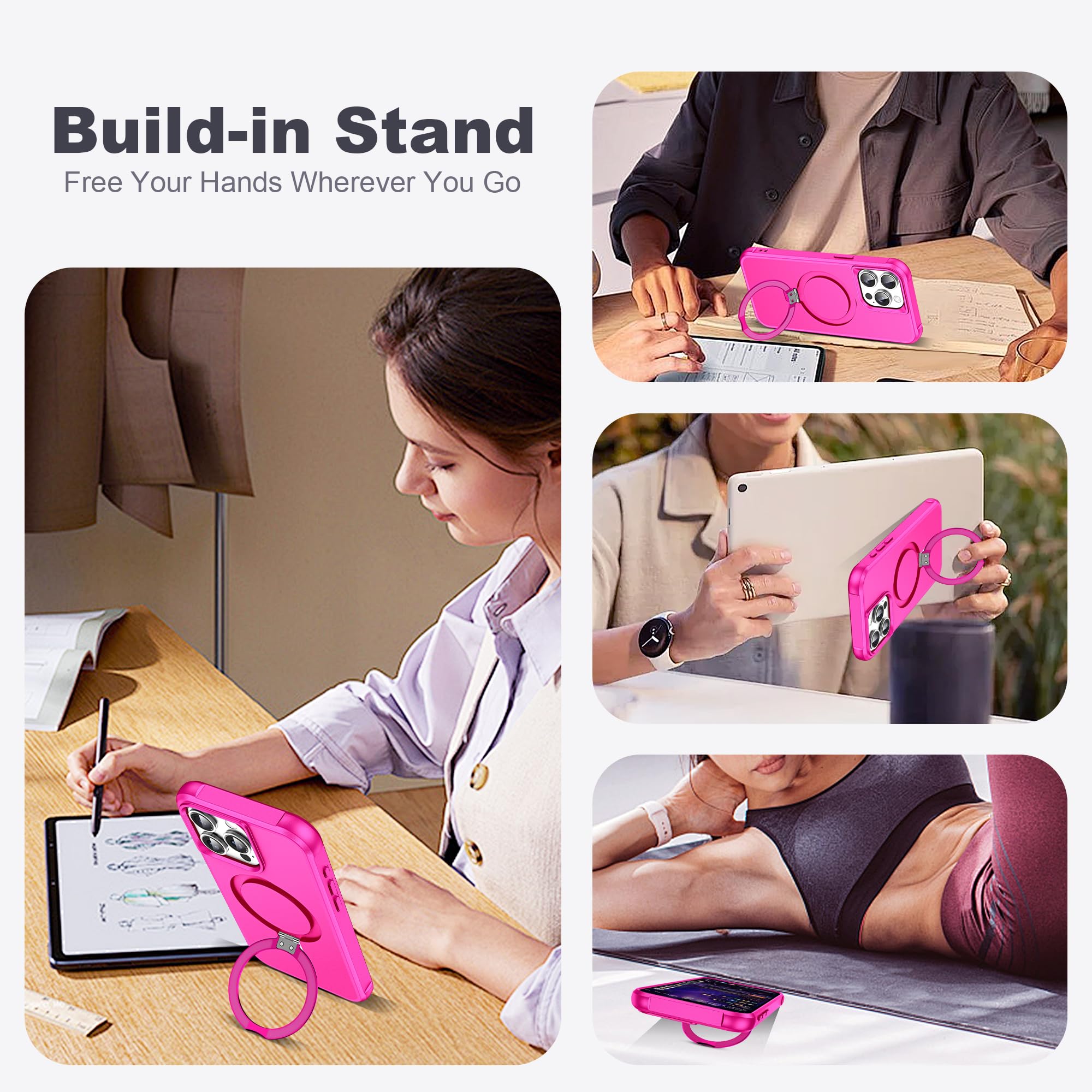 Foto 4 pulgar | Funda De Teléfono Tianli Diseñada Para Iphone 15 Pro  Color Rosa Intenso - Venta Internacional.