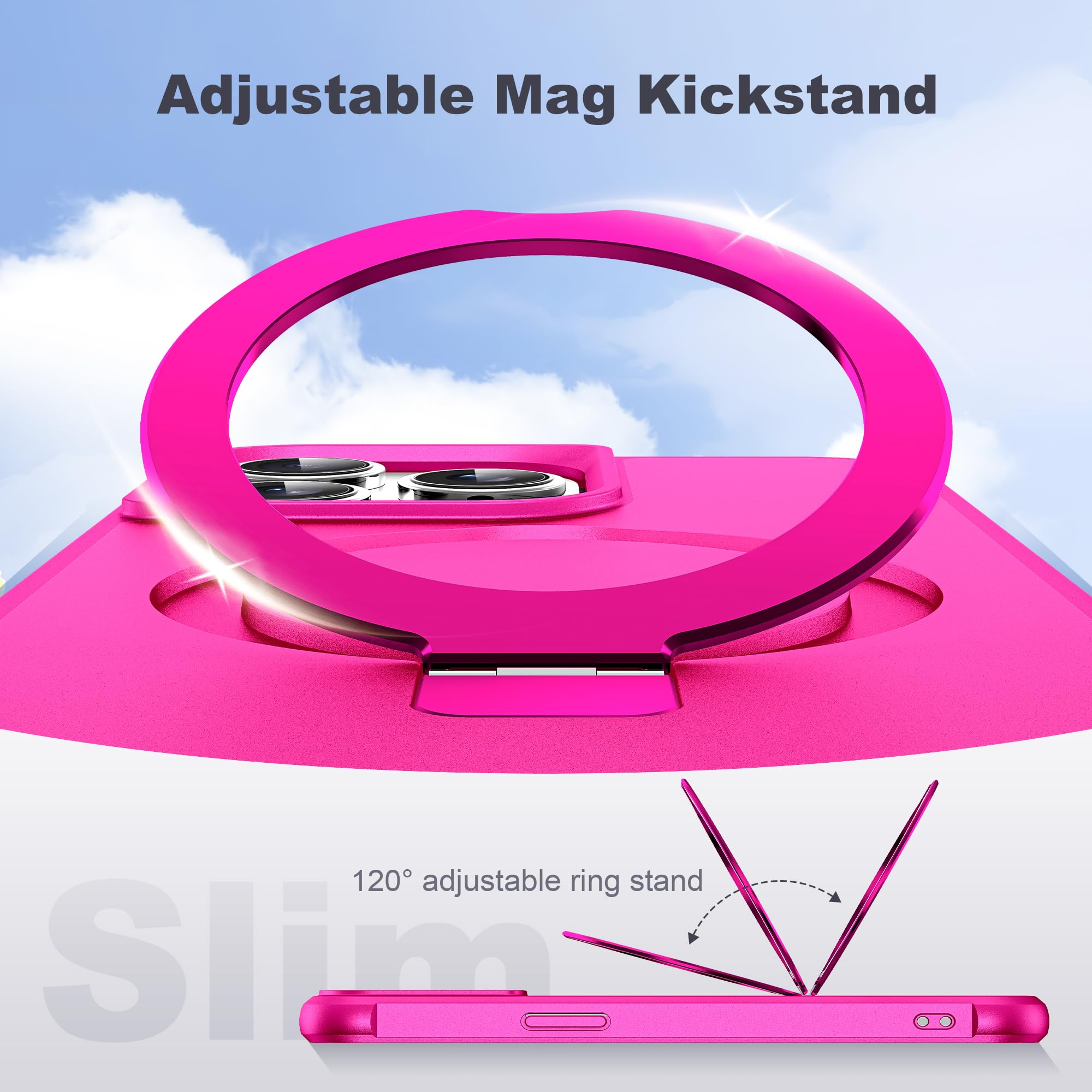 Foto 7 pulgar | Funda De Teléfono Tianli Diseñada Para Iphone 15 Pro  Color Rosa Intenso - Venta Internacional.