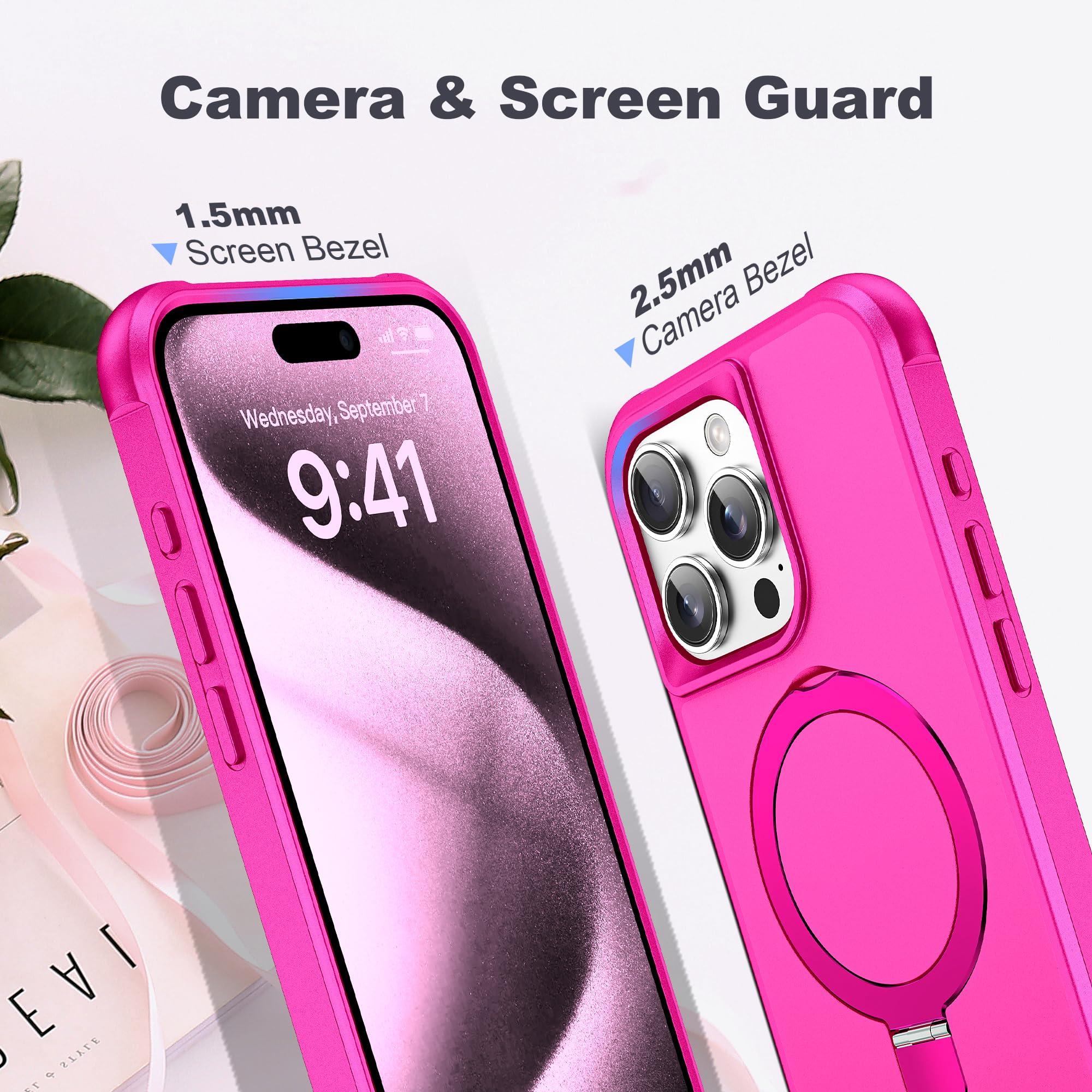 Foto 8 pulgar | Funda De Teléfono Tianli Diseñada Para Iphone 15 Pro  Color Rosa Intenso - Venta Internacional.