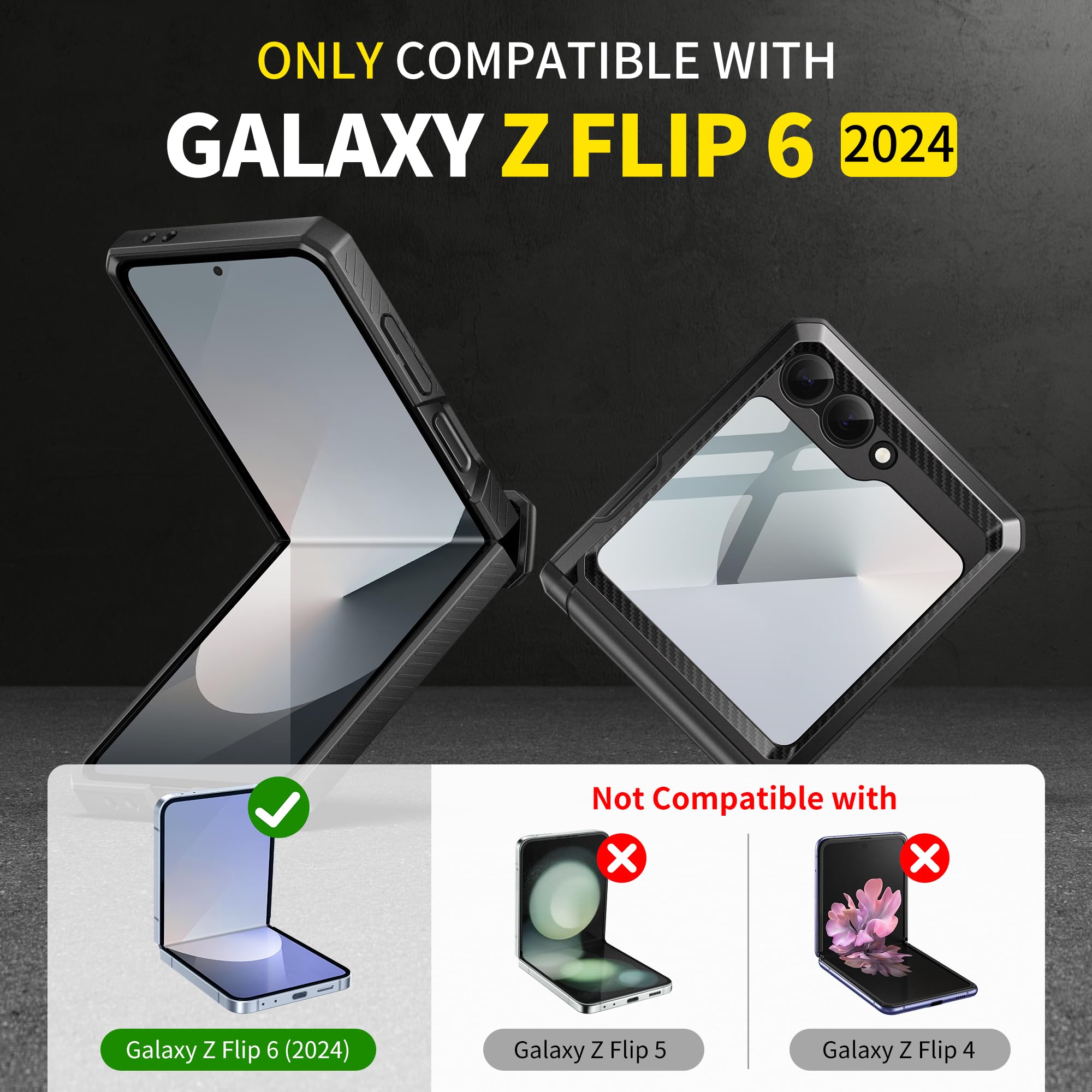 Foto 3 pulgar | Funda De Teléfono Tongate Para Samsung Galaxy Z Flip 6 Negra - Venta Internacional.