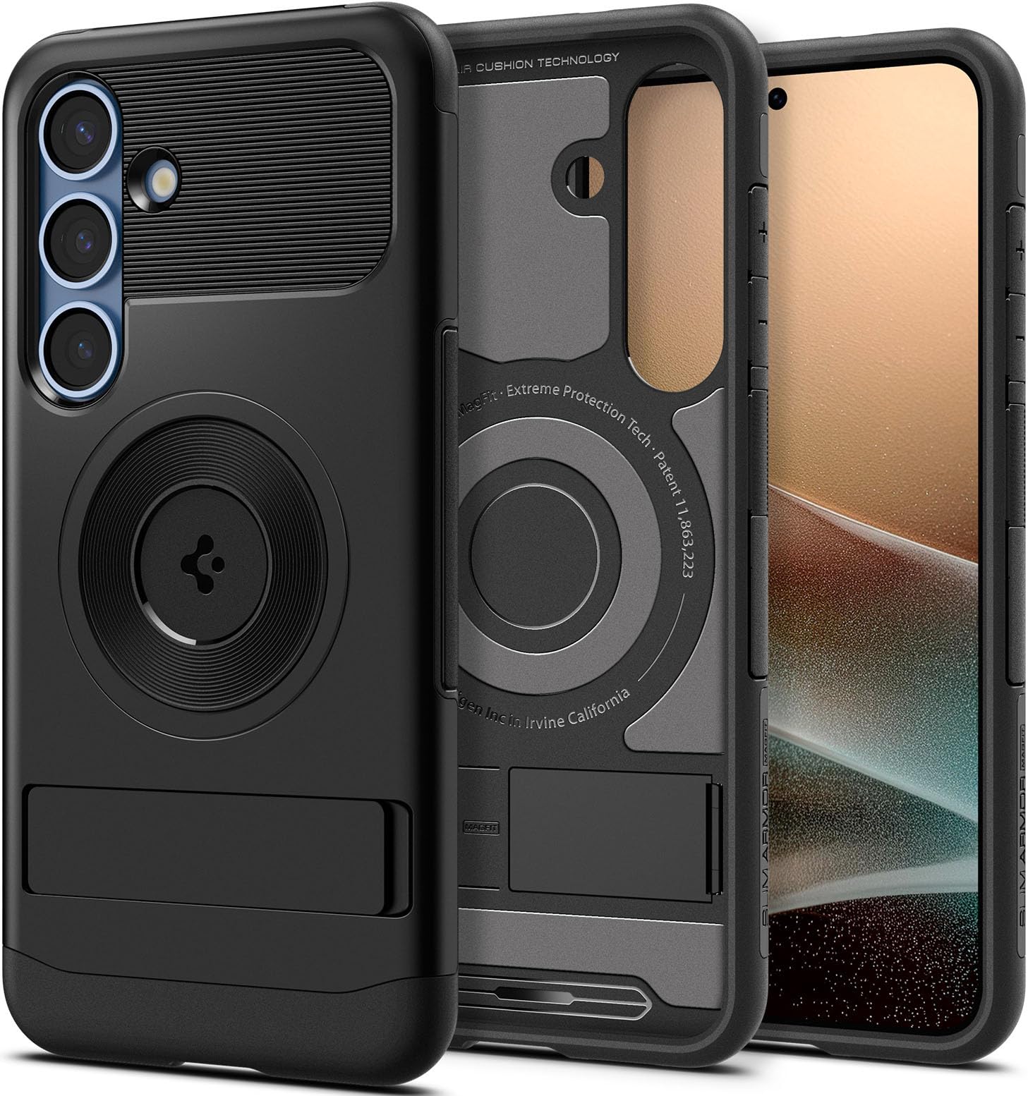 Funda Spigen Slim Armor Magfit Para Galaxy S25  Color Negro - Venta Internacional.