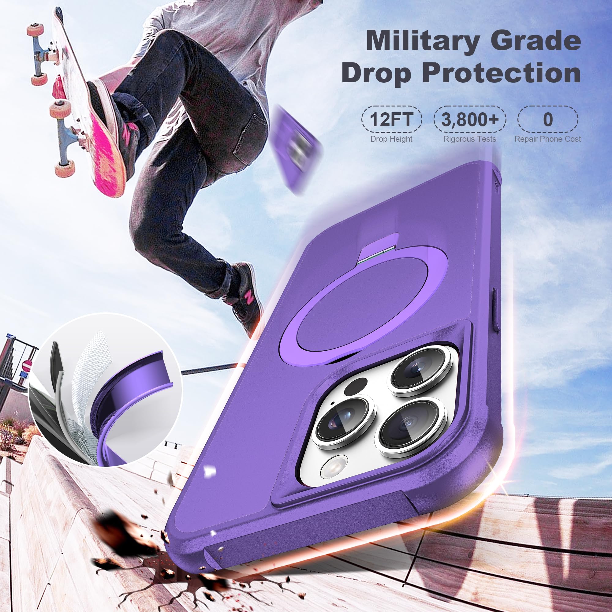 Foto 6 pulgar | Funda Tianli Para Iphone 13 Pro Con Soporte Magnético Invisible - Venta Internacional.