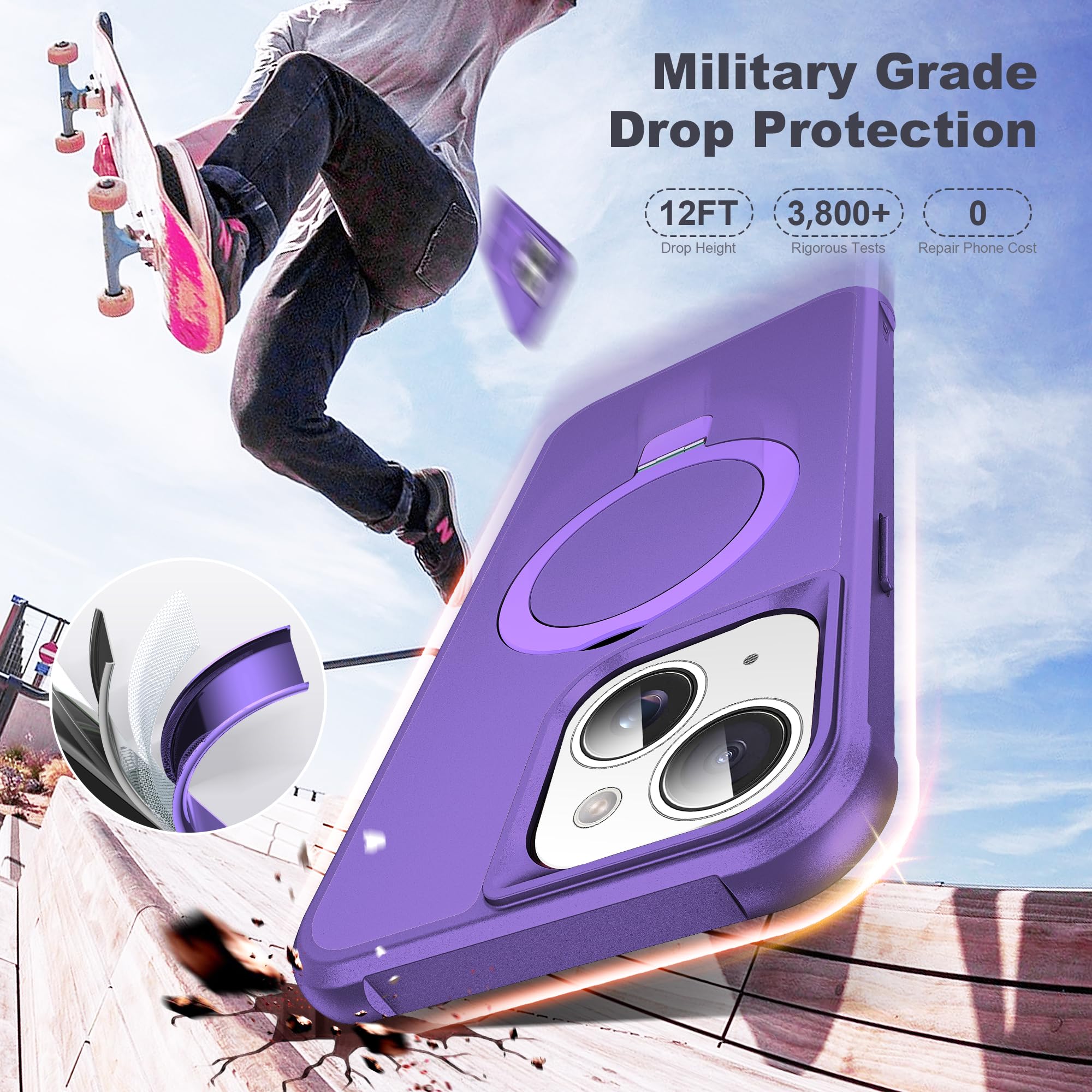 Foto 6 pulgar | Funda Tianli Para Iphone 14 Plus Con Forma De Anillo Magnético  Color Morado - Venta Internacional.